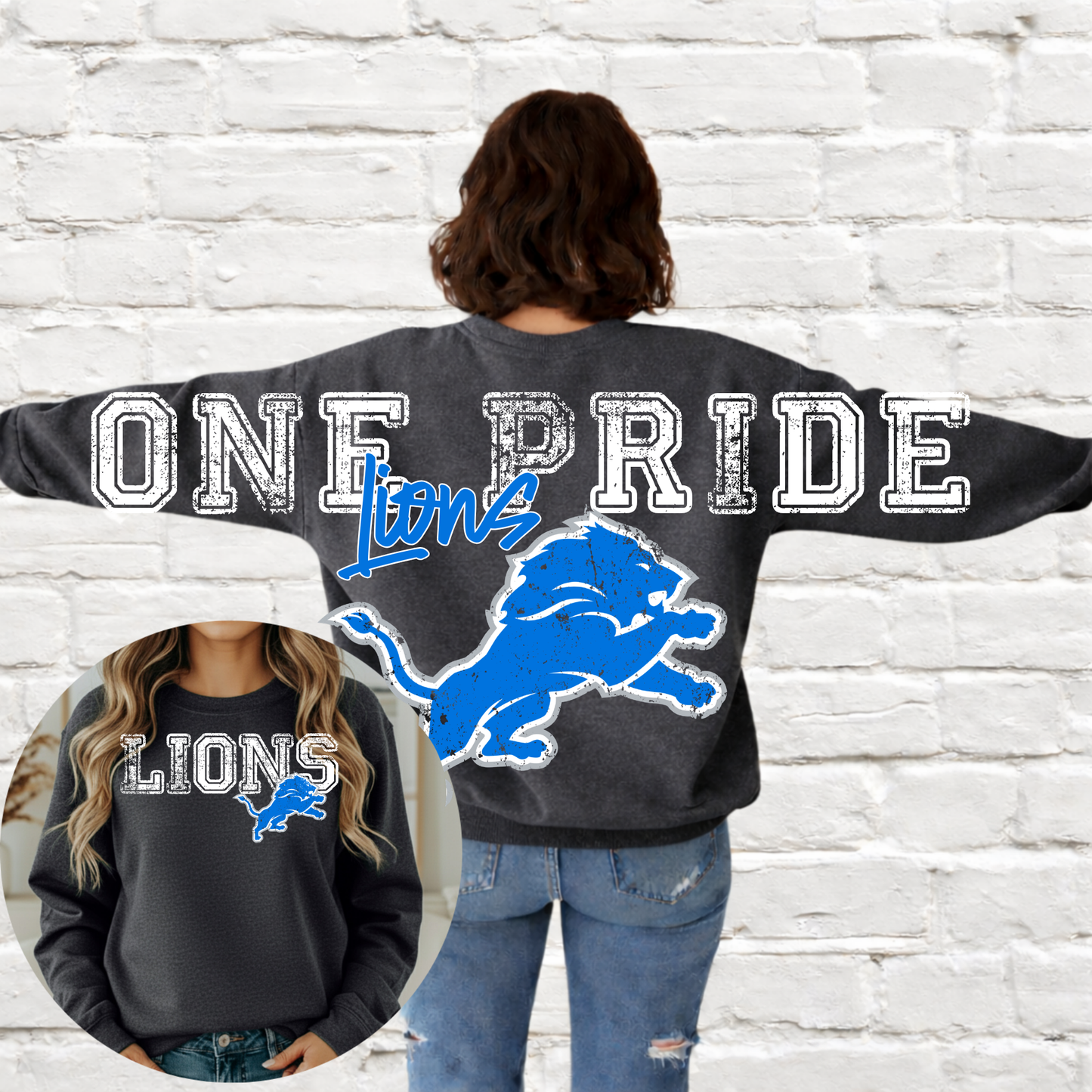 Detroit Football - Big Across The Back Crewneck One Pride