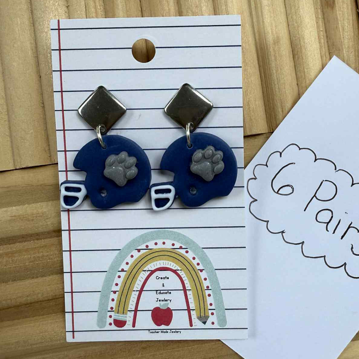 John Glenn Bobcats - Navy Football Helmet Earrings