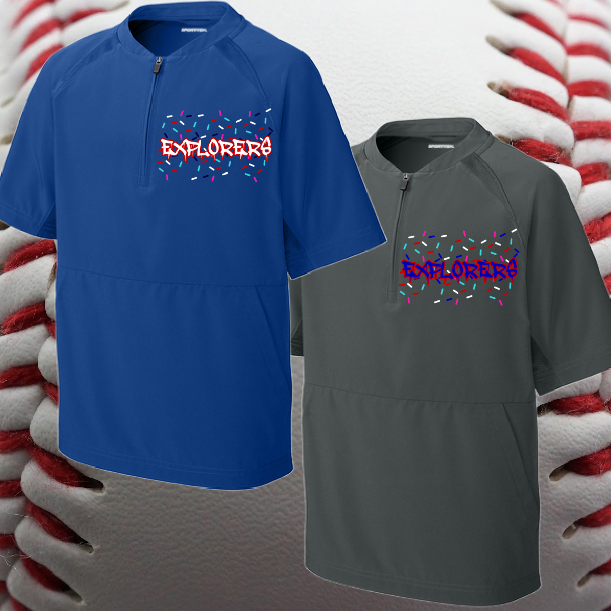 Midland Explorers - Ice Cream Sprinkles 1/2 Zip Short Sleeve Baseball Jacket