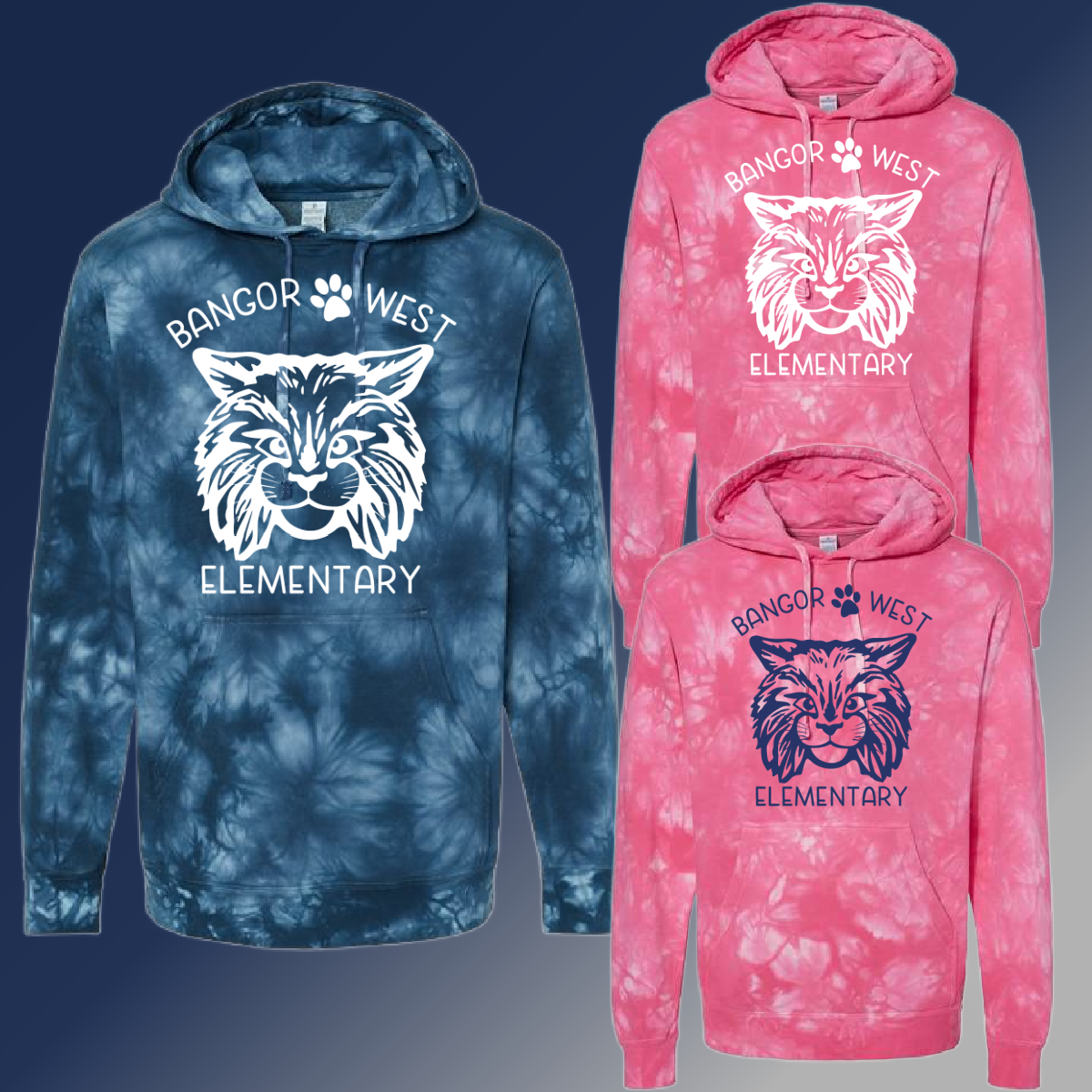 Bangor West - Tie Dye Big Logo Sweatshirt (Youth & Adult)