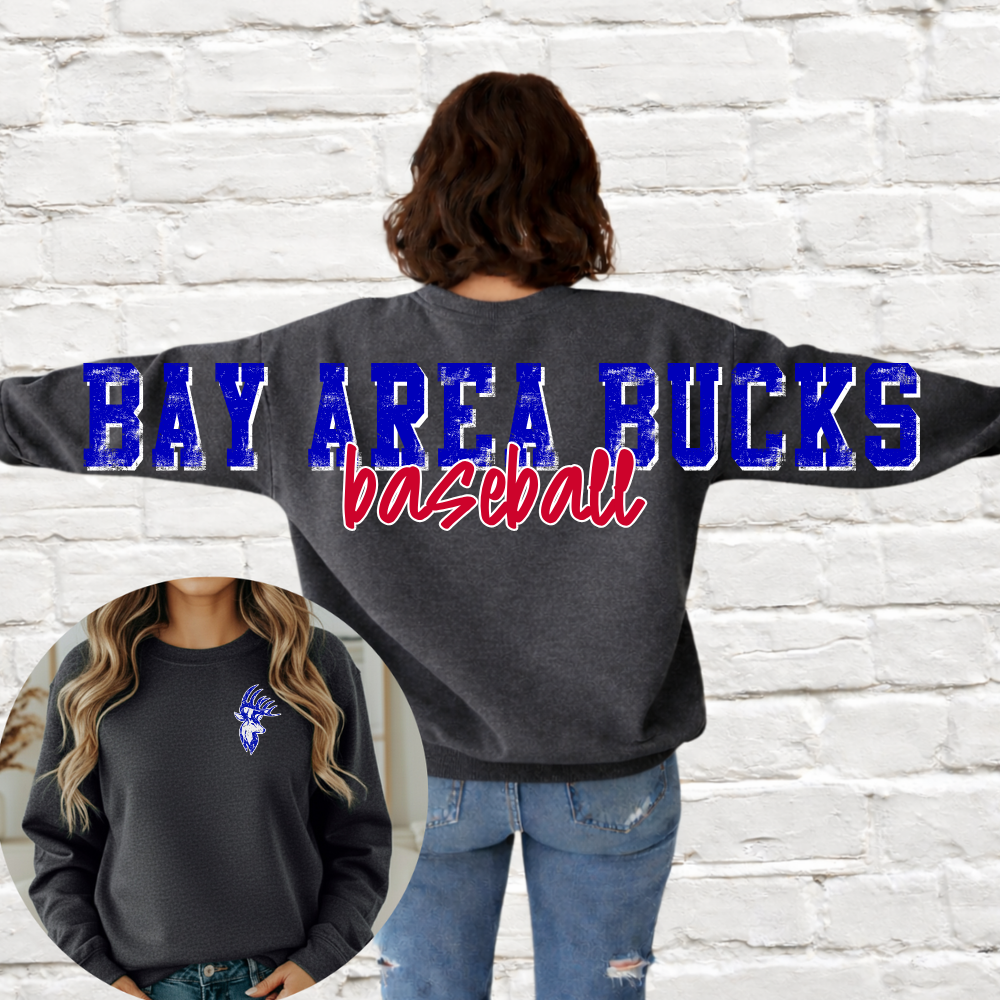 Bay Area Bucks Baseball - Big Across The Back Crewneck (Youth & Adult)