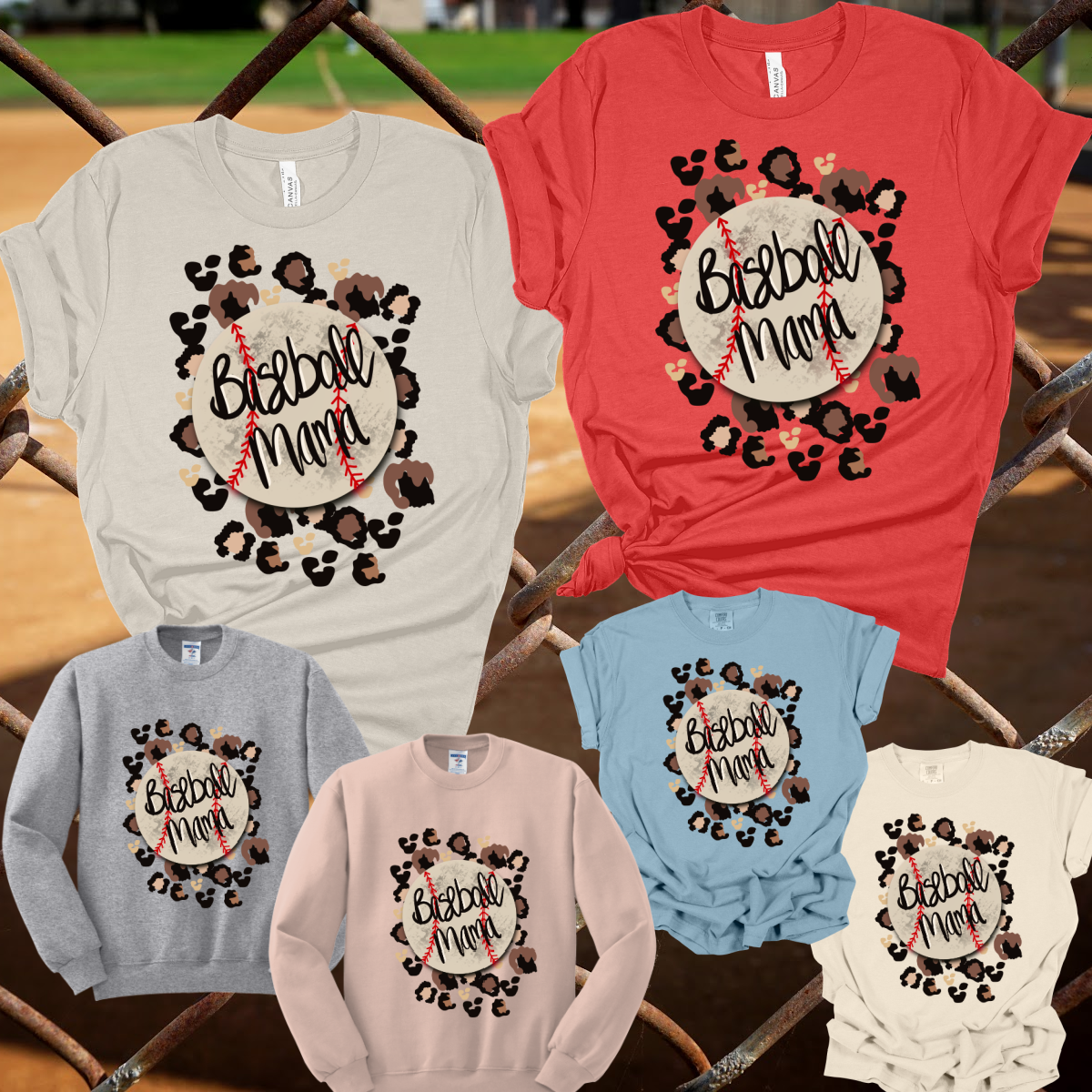 Baseball Mama w/ Leopard Background