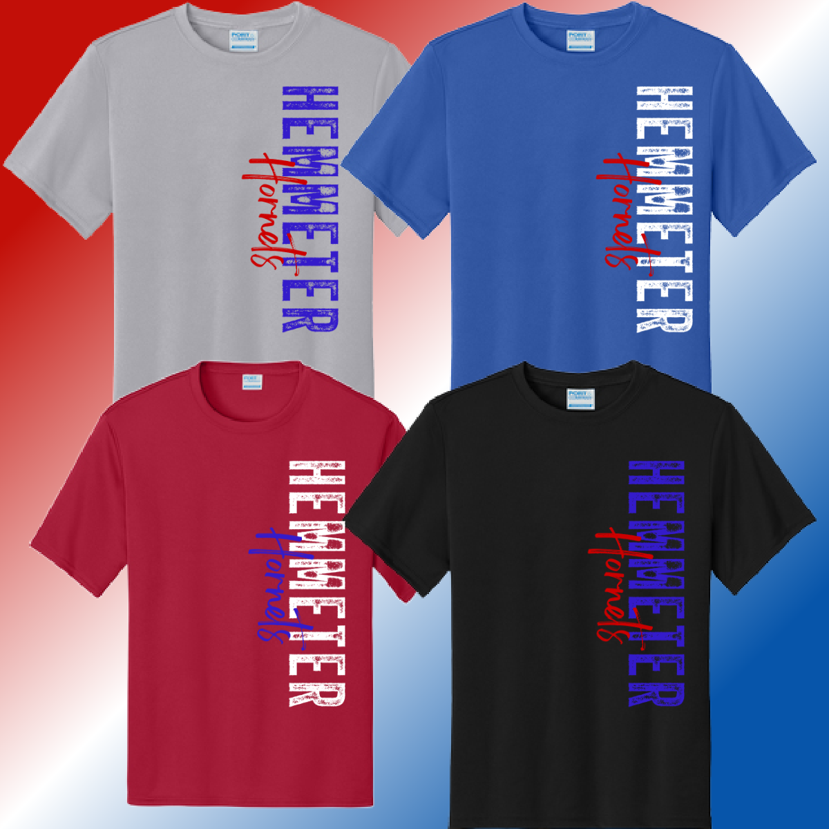 Hemmeter Elementary - Vertical Stamped Dri Fit Tee (Youth & Adult) - MADE TO ORDER/TWO WEEKS