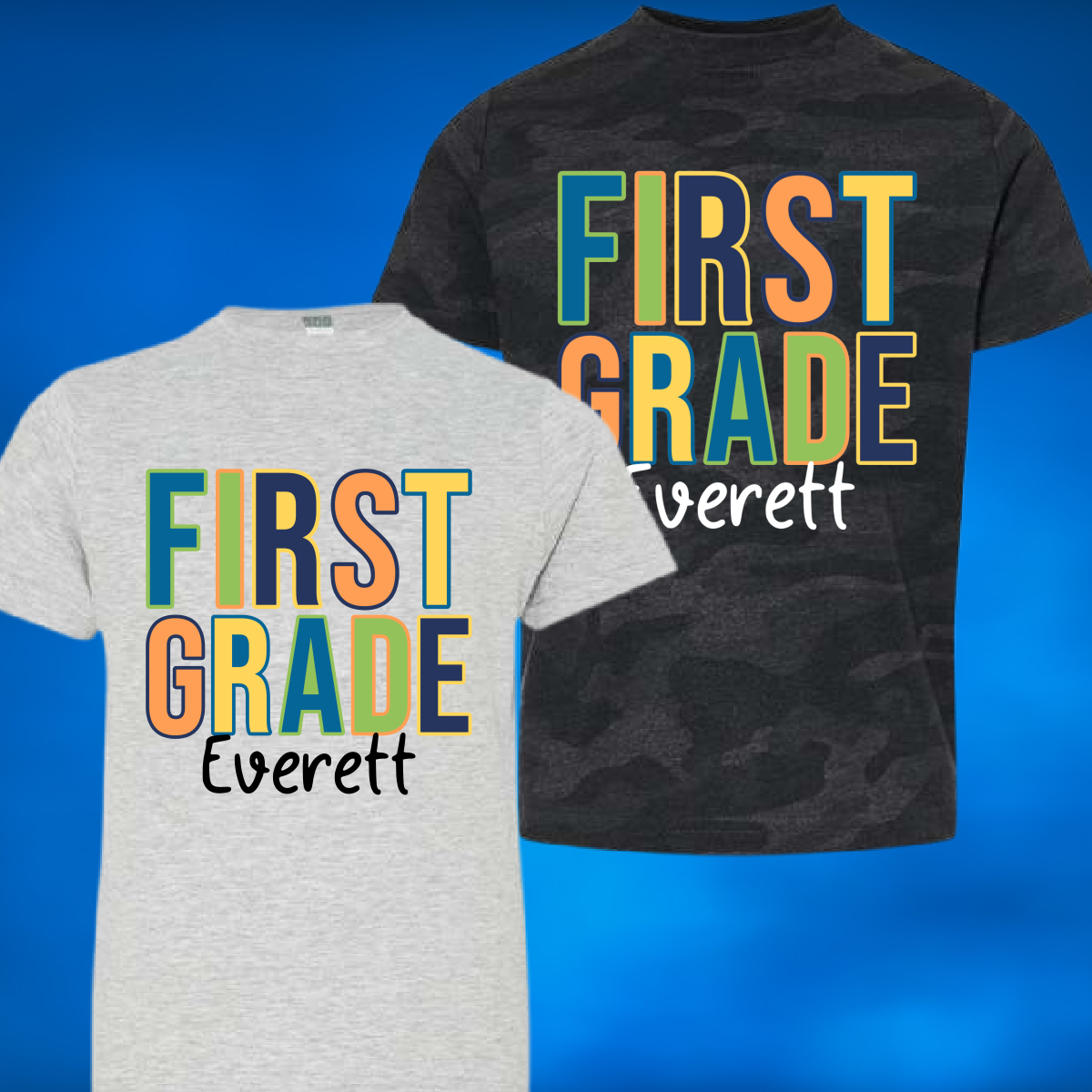 Boys Two Toned Lettering Grade Level Tee - MADE TO ORDER/TWO WEEKS