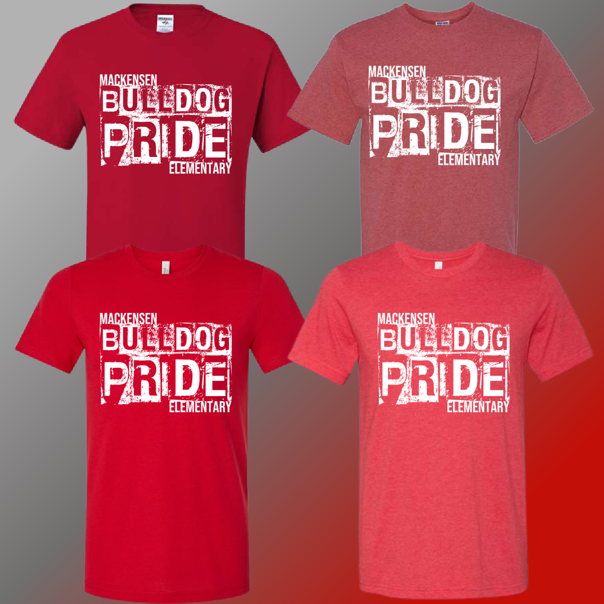 Mackensen Bulldogs - Red Distressed Block Tee - MADE TO ORDER/TWO WEEKS