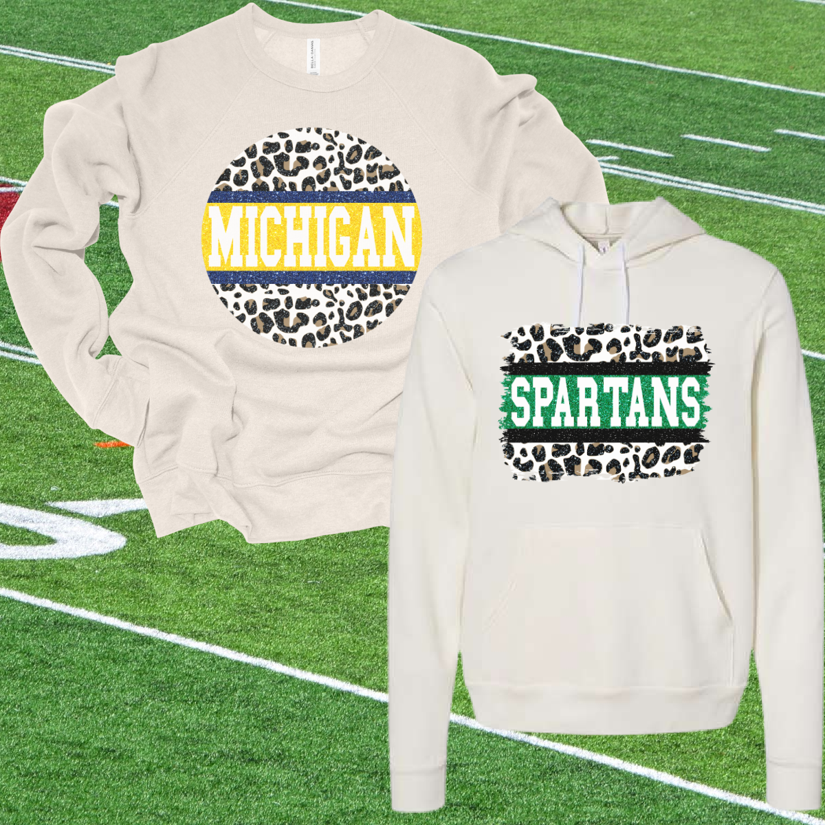 Leopard Michigan Crewneck OR Hoodie - MADE TO ORDER/TWO WEEKS