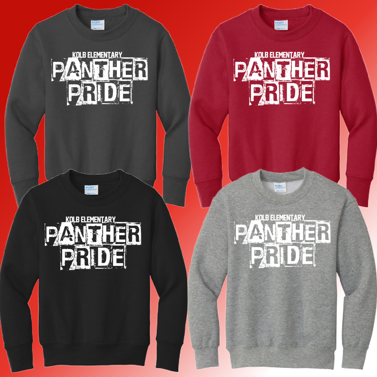 Kolb Elementary - Distressed Block Basic Crewneck (Youth & Adult) - MADE TO ORDER/TWO WEEKS