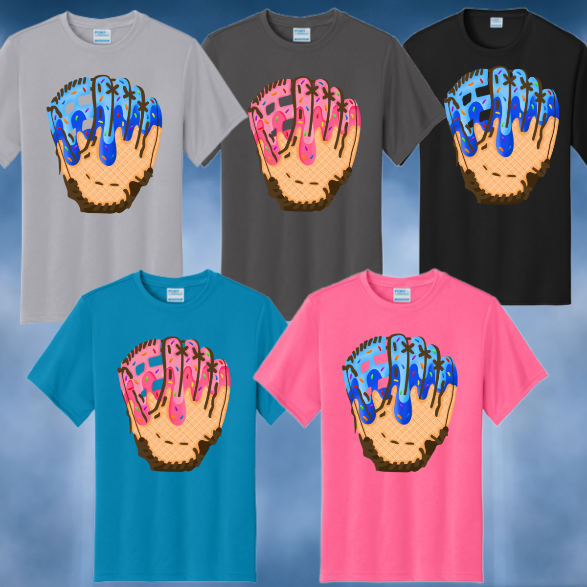 Baseball Ice Cream Drip Glove Performance Tee (Adult)