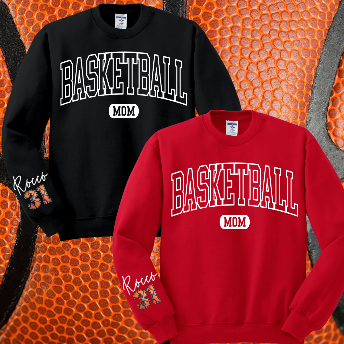 Basketball Mom Crewneck with Sleeve Detail - Customizable!!! (Adult)