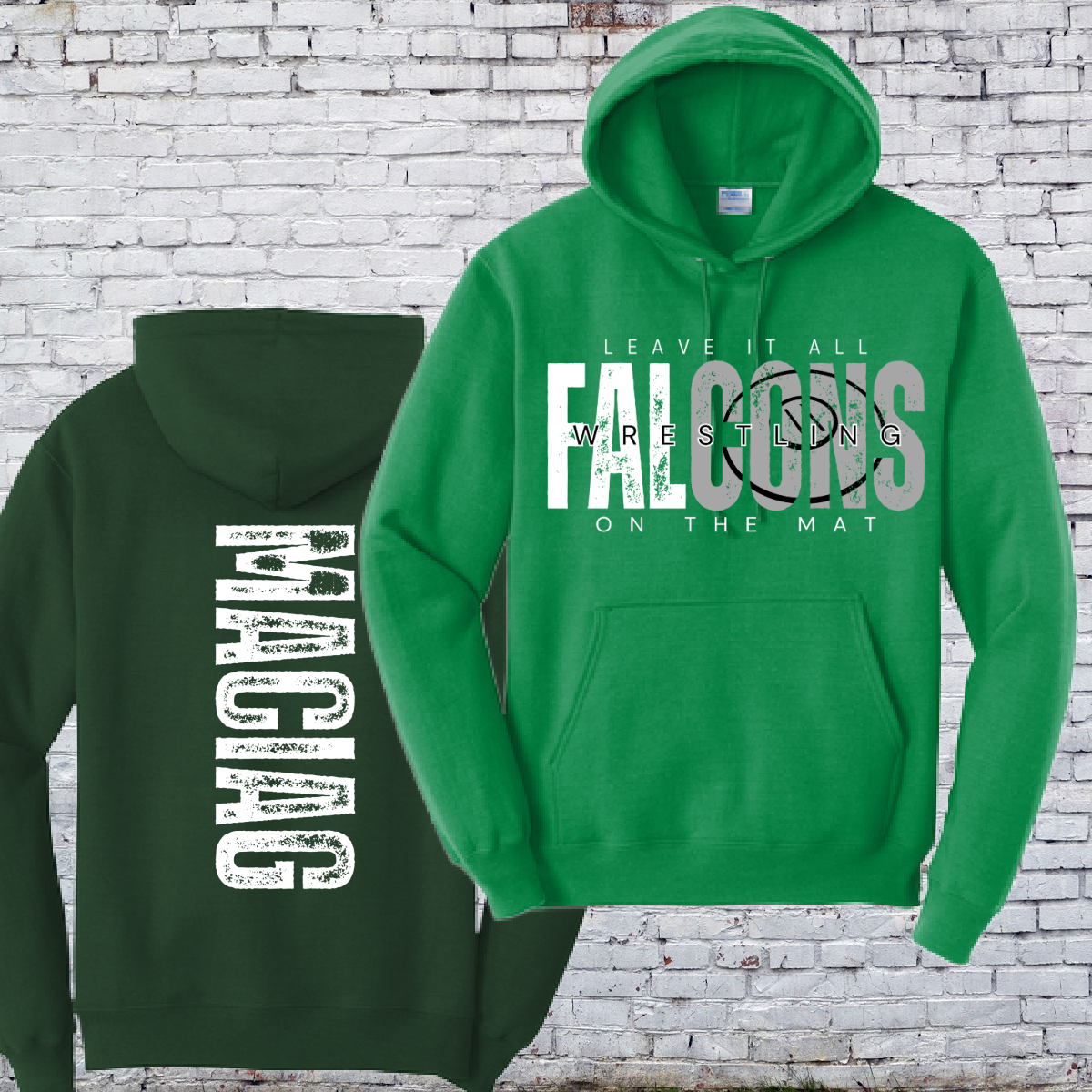Leave It All On The Mat-Falcons Wrestling Basic Crew or Hoodie