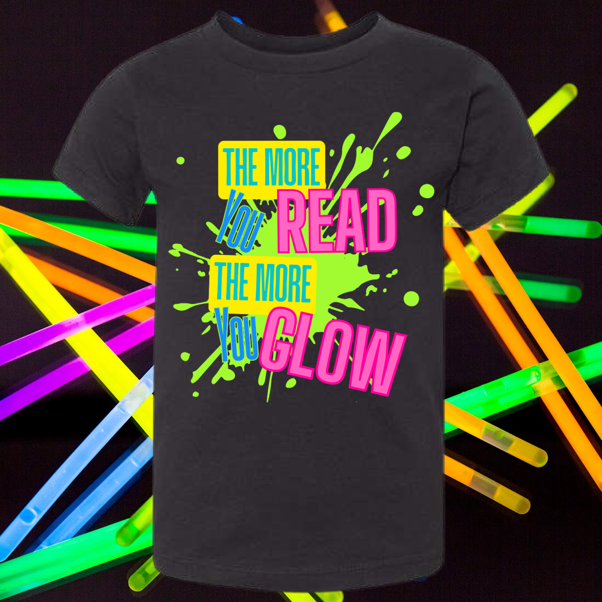 Kolb Elementary - The More You Read The More You Glow-INK GLOWS IN THE DARK! (Youth & Adult) - MADE TO ORDER/TWO WEEKS