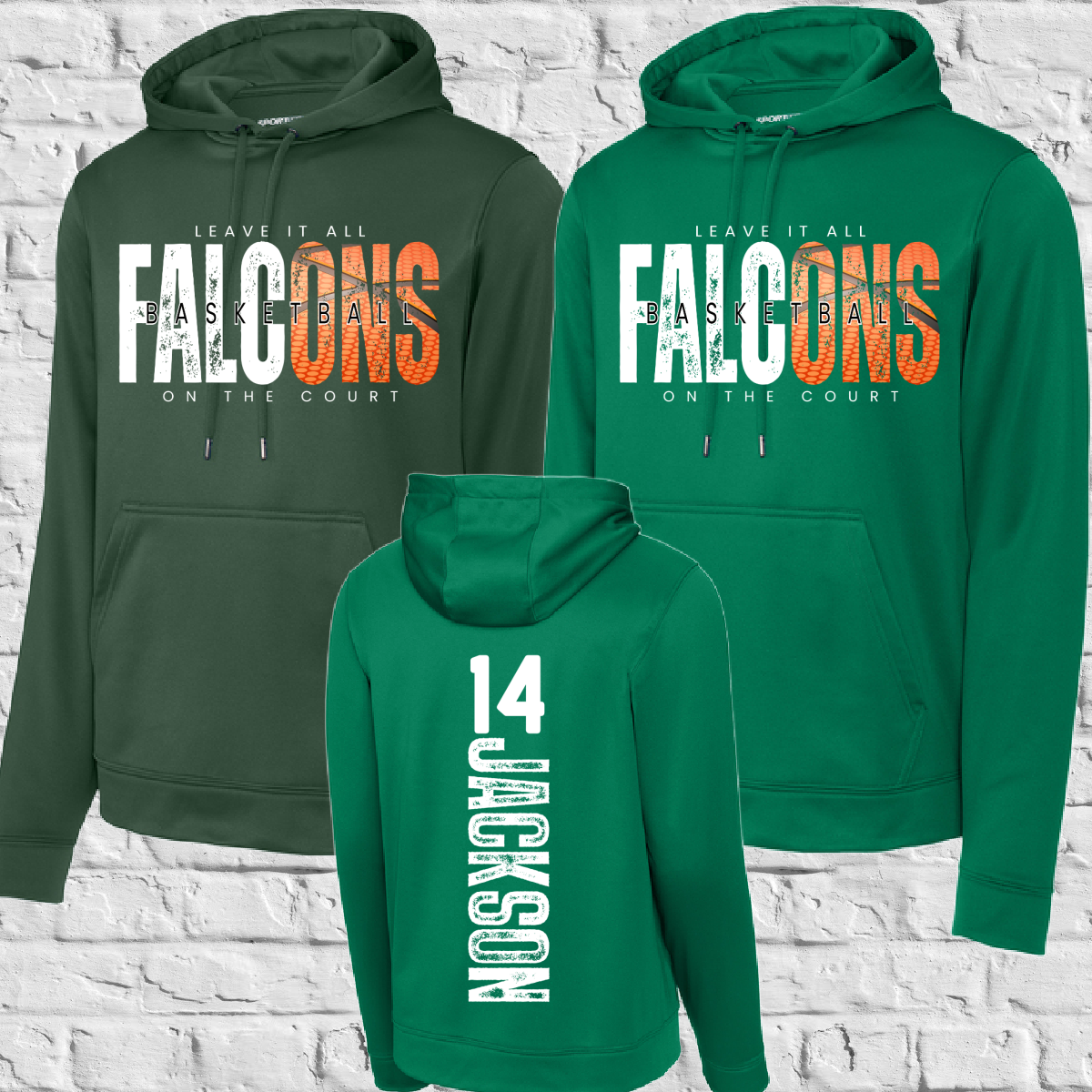 Leave It All On The Court-Falcons Basketball Performance Hoodie