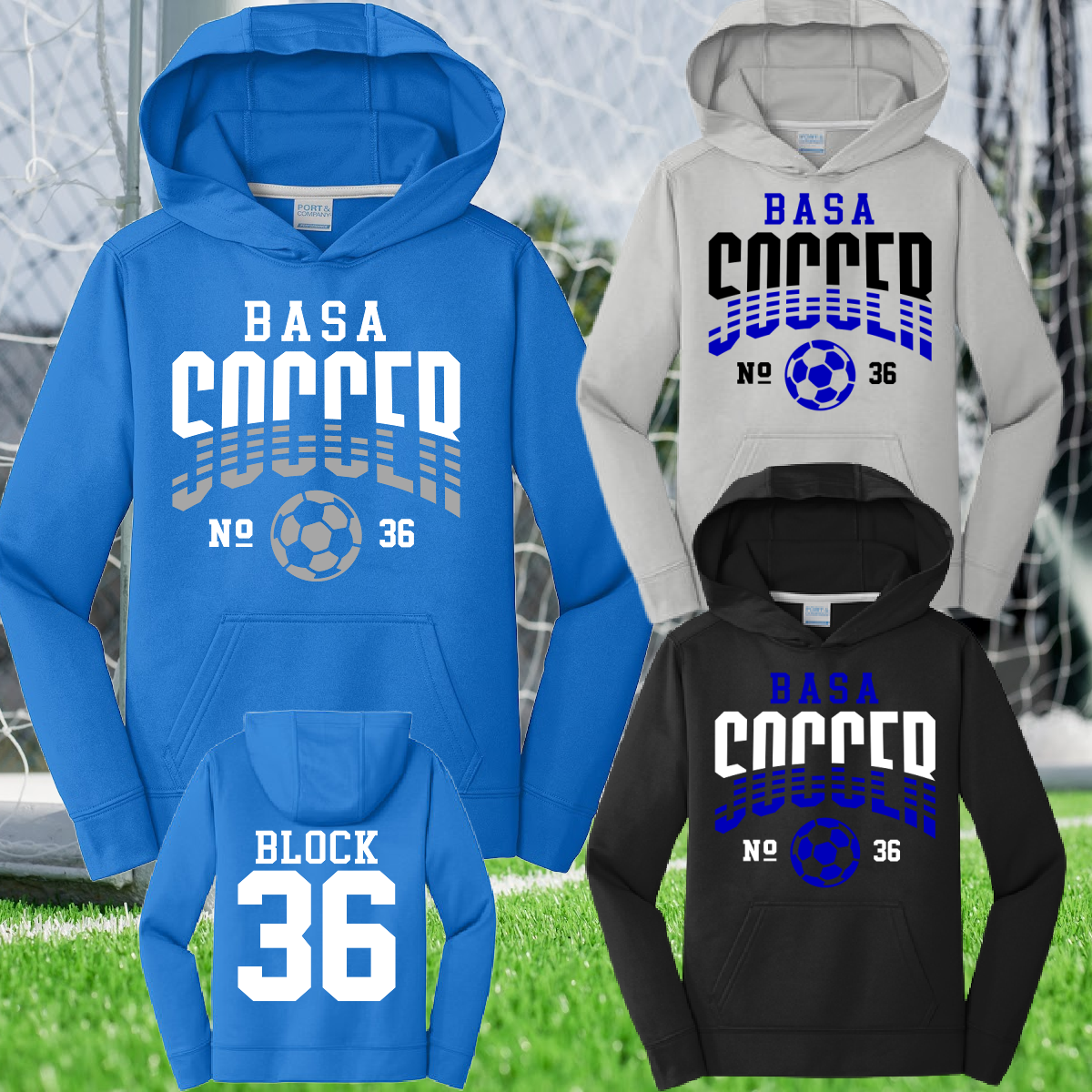 BASA Soccer - Split Soccer Personalized Performance Hoodie (Youth & Adult)