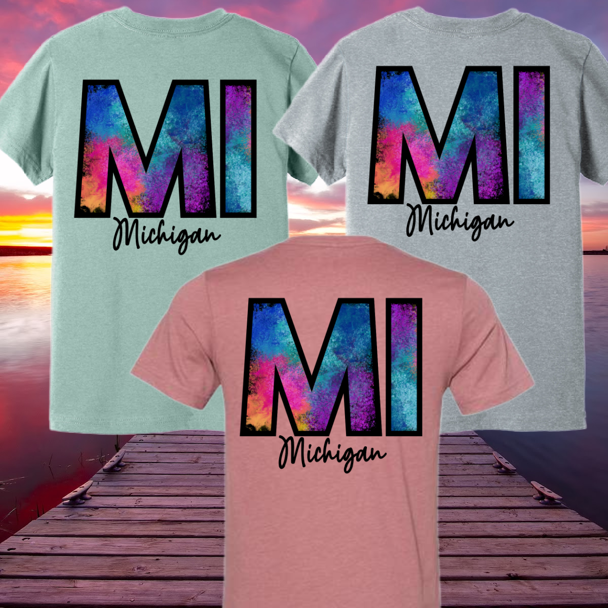 Great Lakes Girls - Watercolor Michigan Premium Tee (Toddler, Youth & Adult)