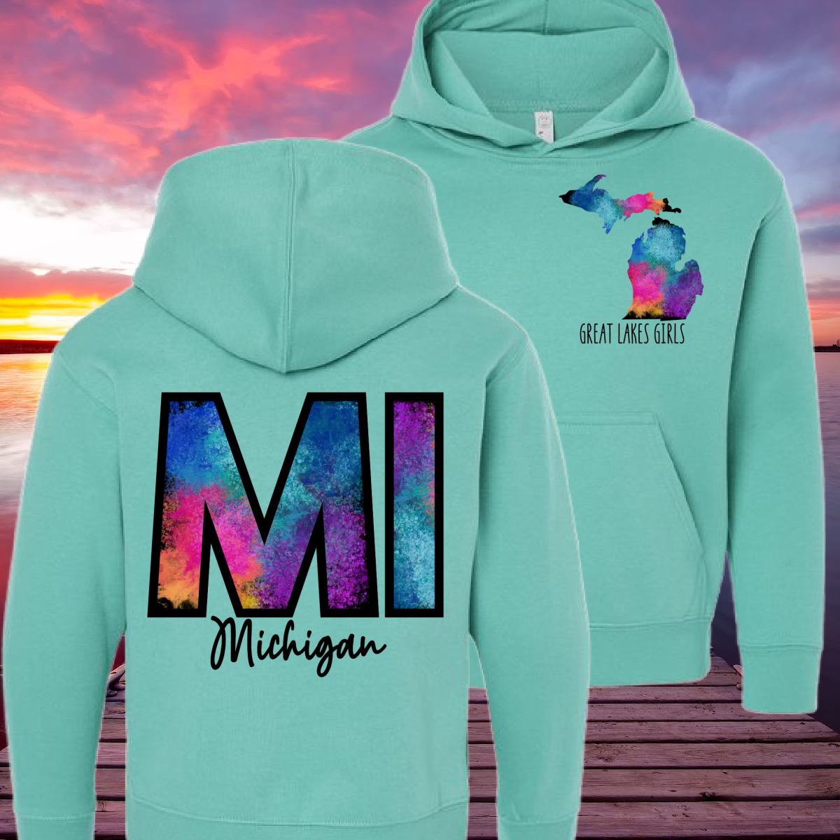 Great Lakes Boys - Watercolor Michigan Hooded Sweatshirt (Toddler, Youth & Adult)