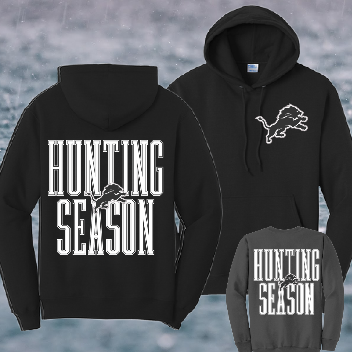 Detroit Football Hunting Season Black Out - Basic Sweatshirt (Adult)