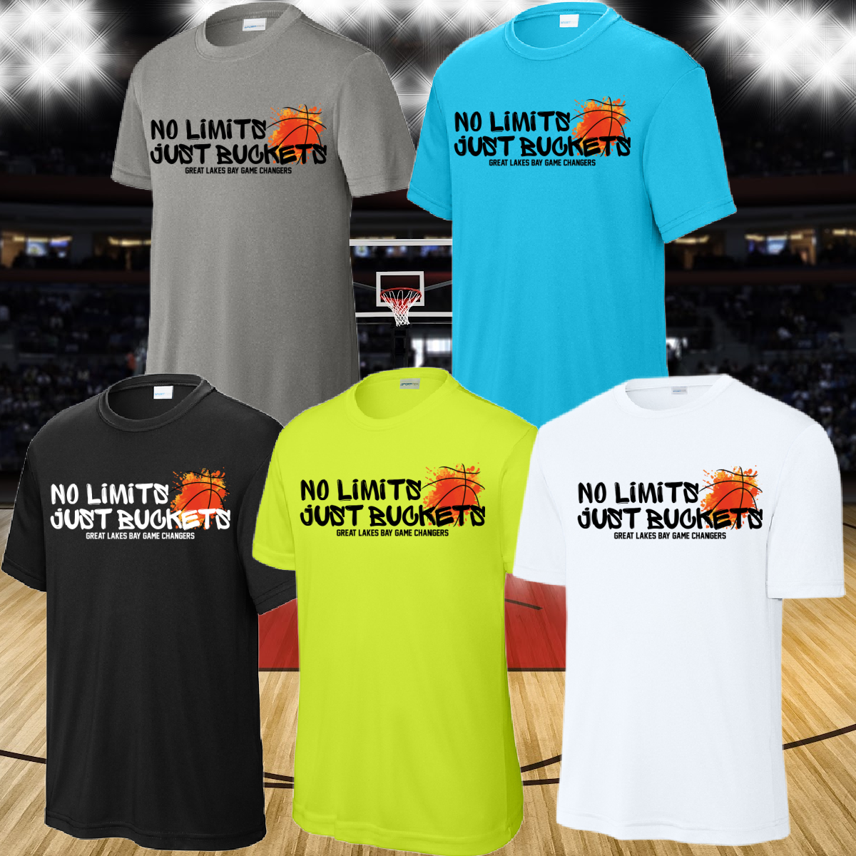 GLB Game Changers - No Limits Just Buckets Dri Fit Tee (Youth & Adult)