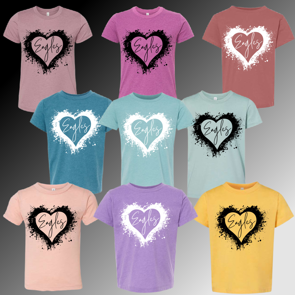 St. Michael Eagles - Splatter Heart Tee (Youth & Adult) - MADE TO ORDER/TWO WEEKS