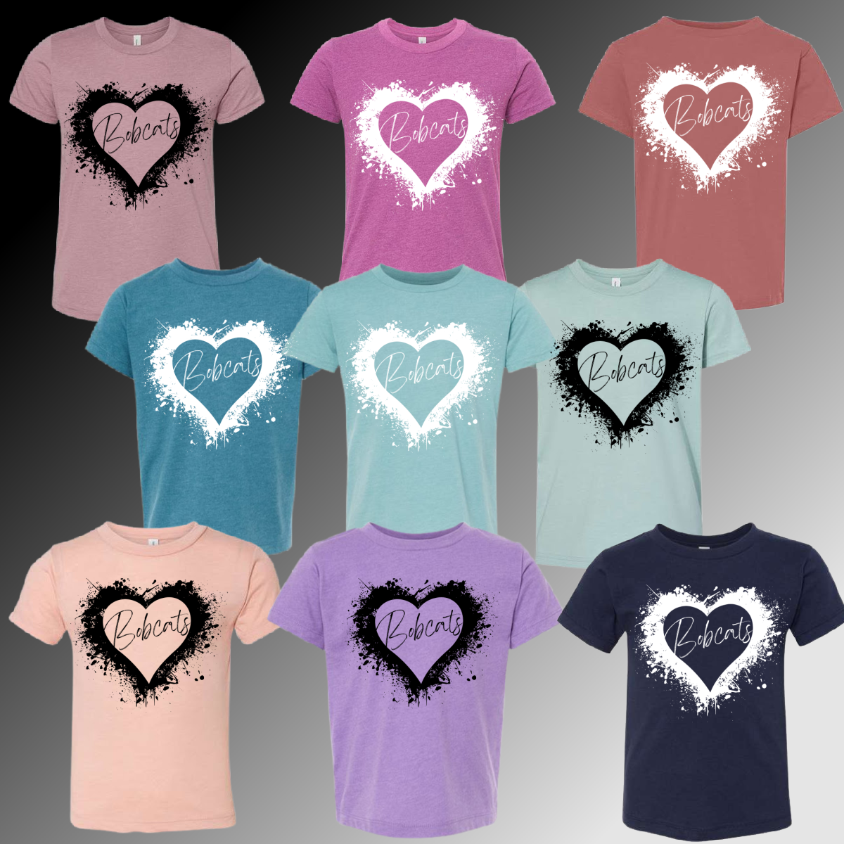 Bangor Cental Bobcats - Splatter Heart Tee