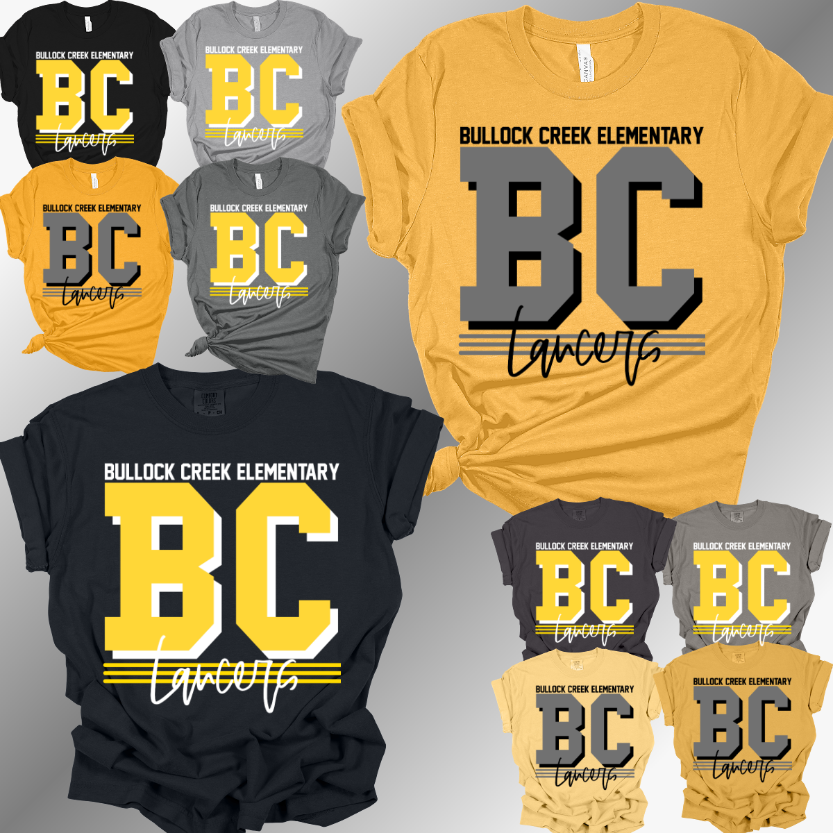 Bullock Creek Elementary Lancers - Oversized Initials Tee (Adult)