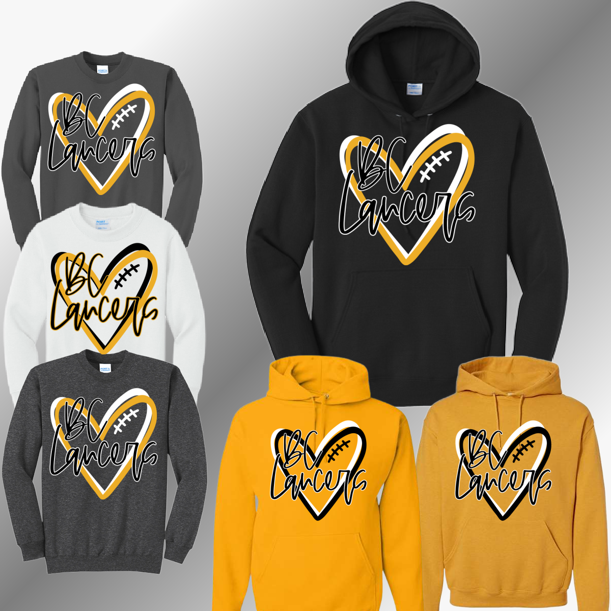 Bullock Creek Lancers - Football Heart Basic Sweatshirt (Adult)