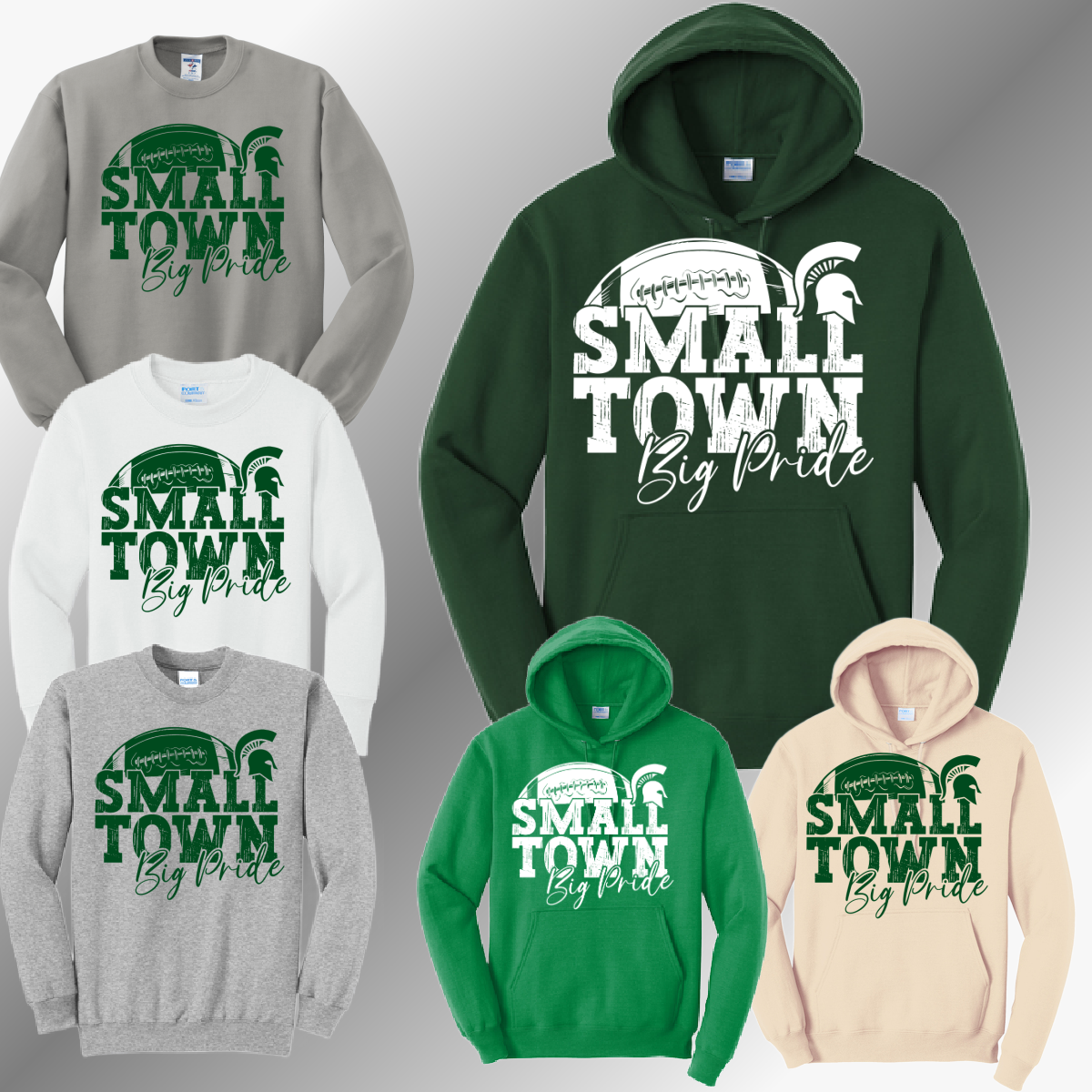 Pinconning Spartans - Small Town Big Pride Football Basic Sweatshirt (Adult)
