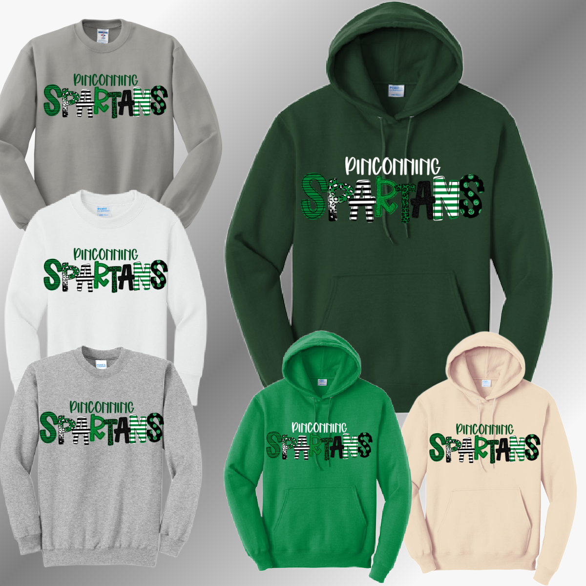 Pinconning Spartans - Spirit Font Basic Sweatshirt (Adult)