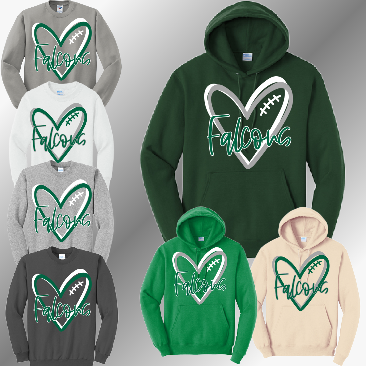Freeland Falcons - Football Heart Basic Sweatshirt (Adult)