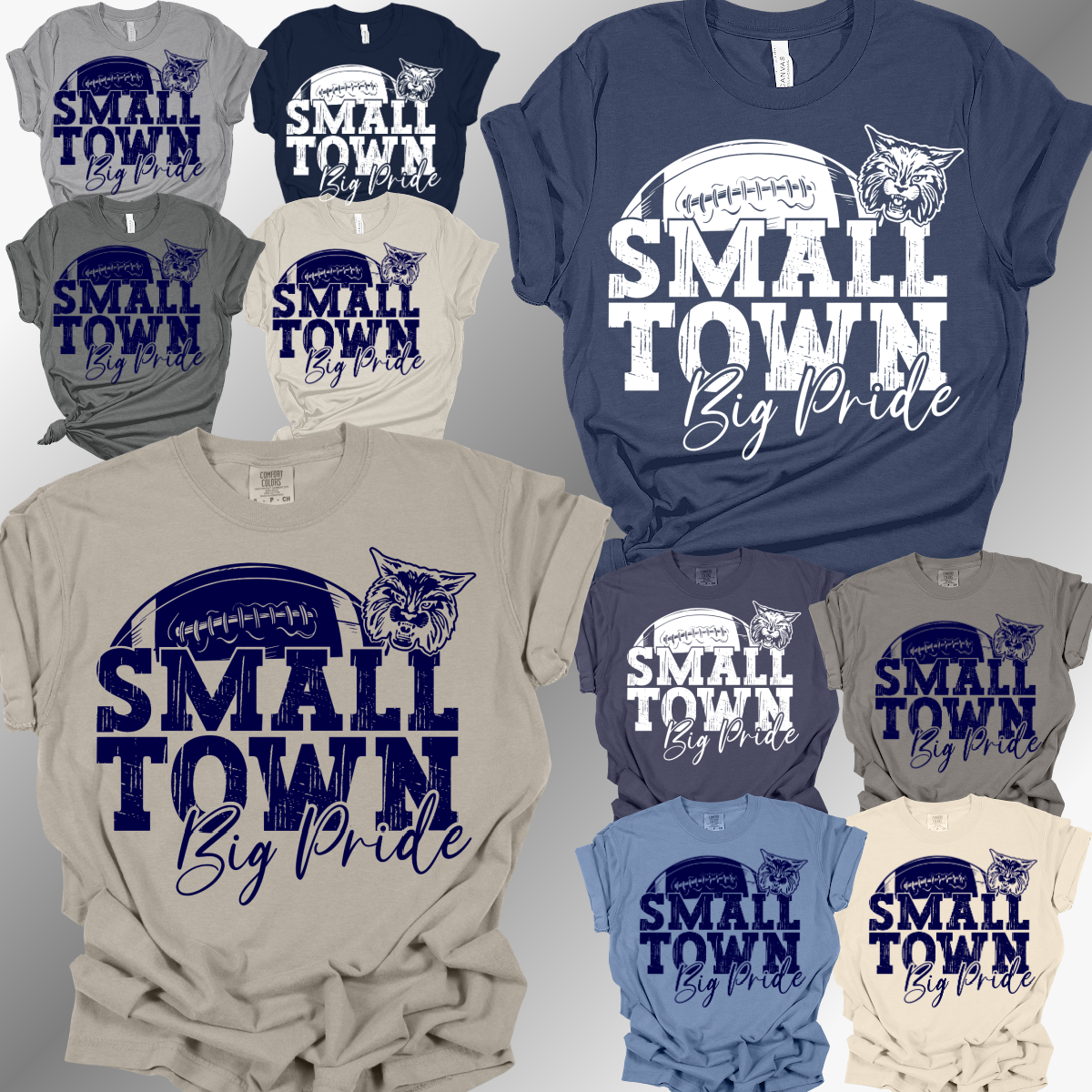 Bobcat Football - Small Town Big Pride Football Tee (Adult)