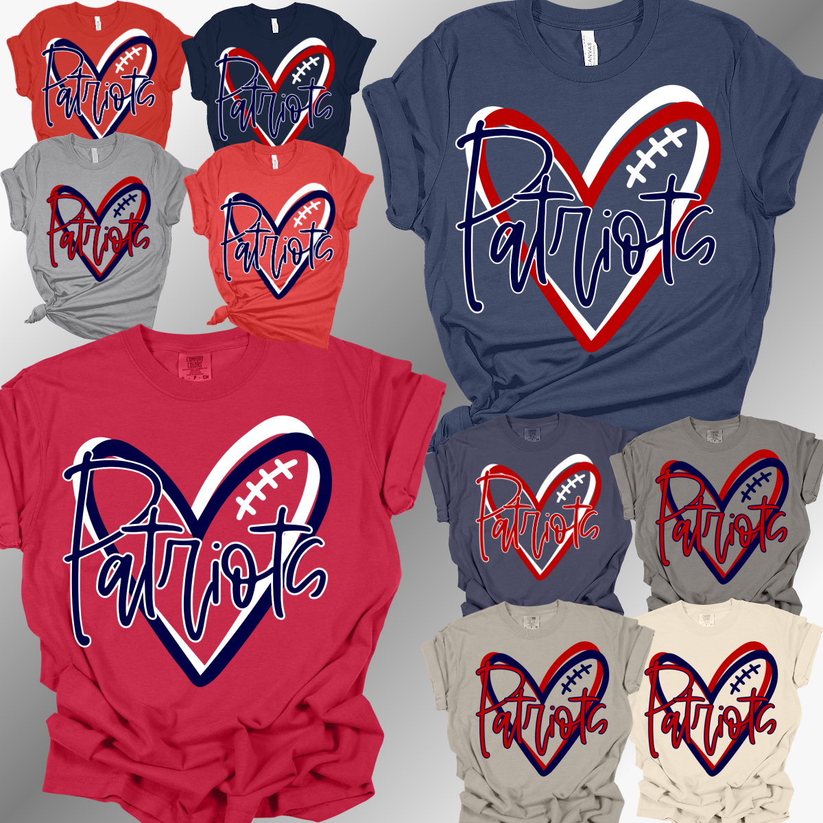 Unionville Sebewaing USA Patriots - Football Heart Tee (Adult)