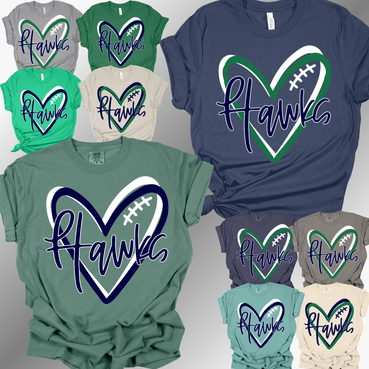 Heritage Hawks - Football LOVE Tee (Adult)