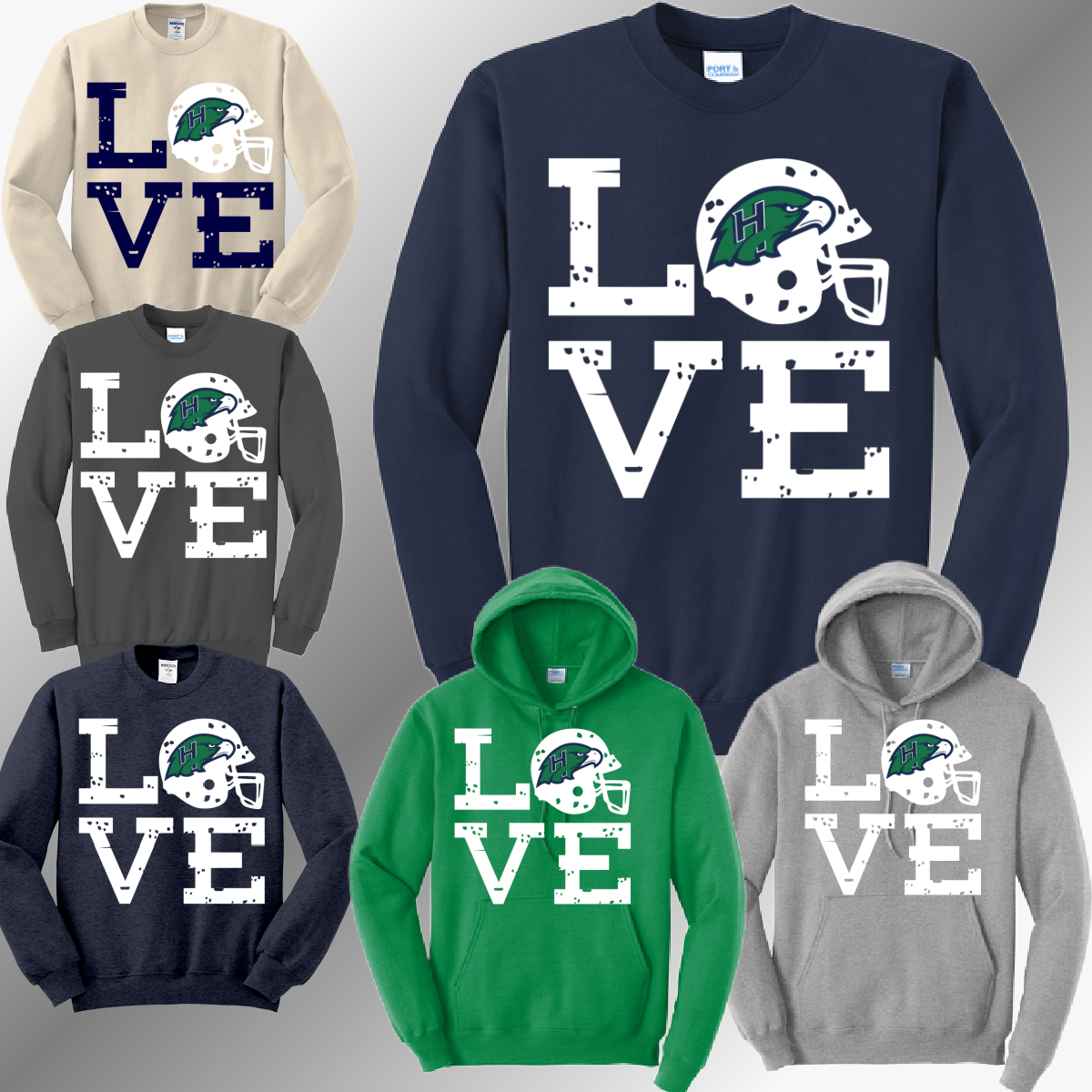 Heritage Hawks - Football LOVE Basic Sweatshirt (Adult)