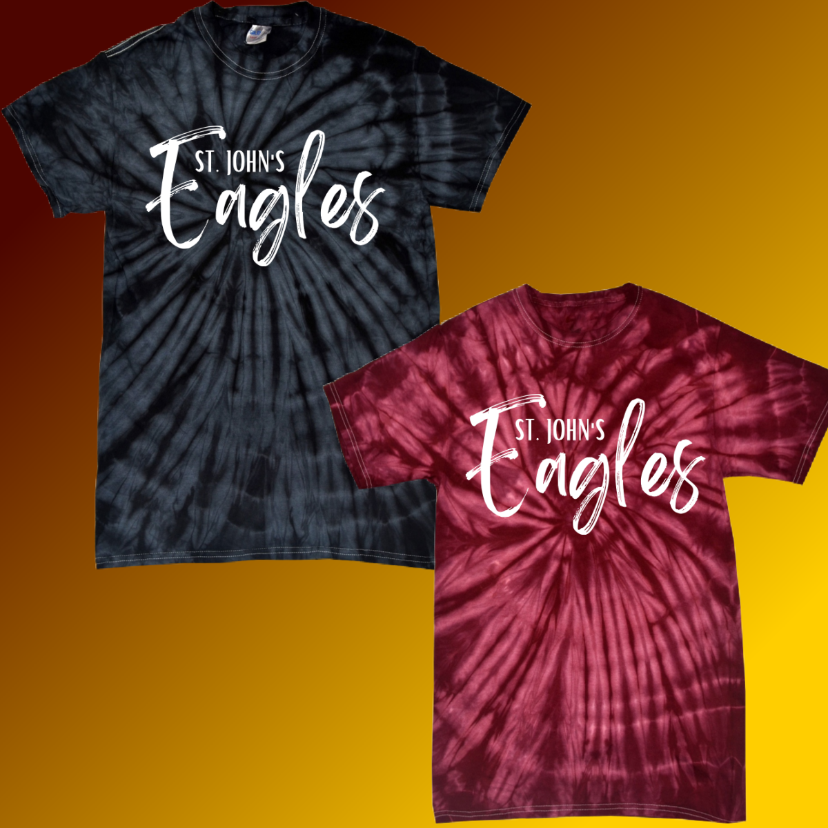 St. John Cardinals - Distressed Block Tie Dye Tee