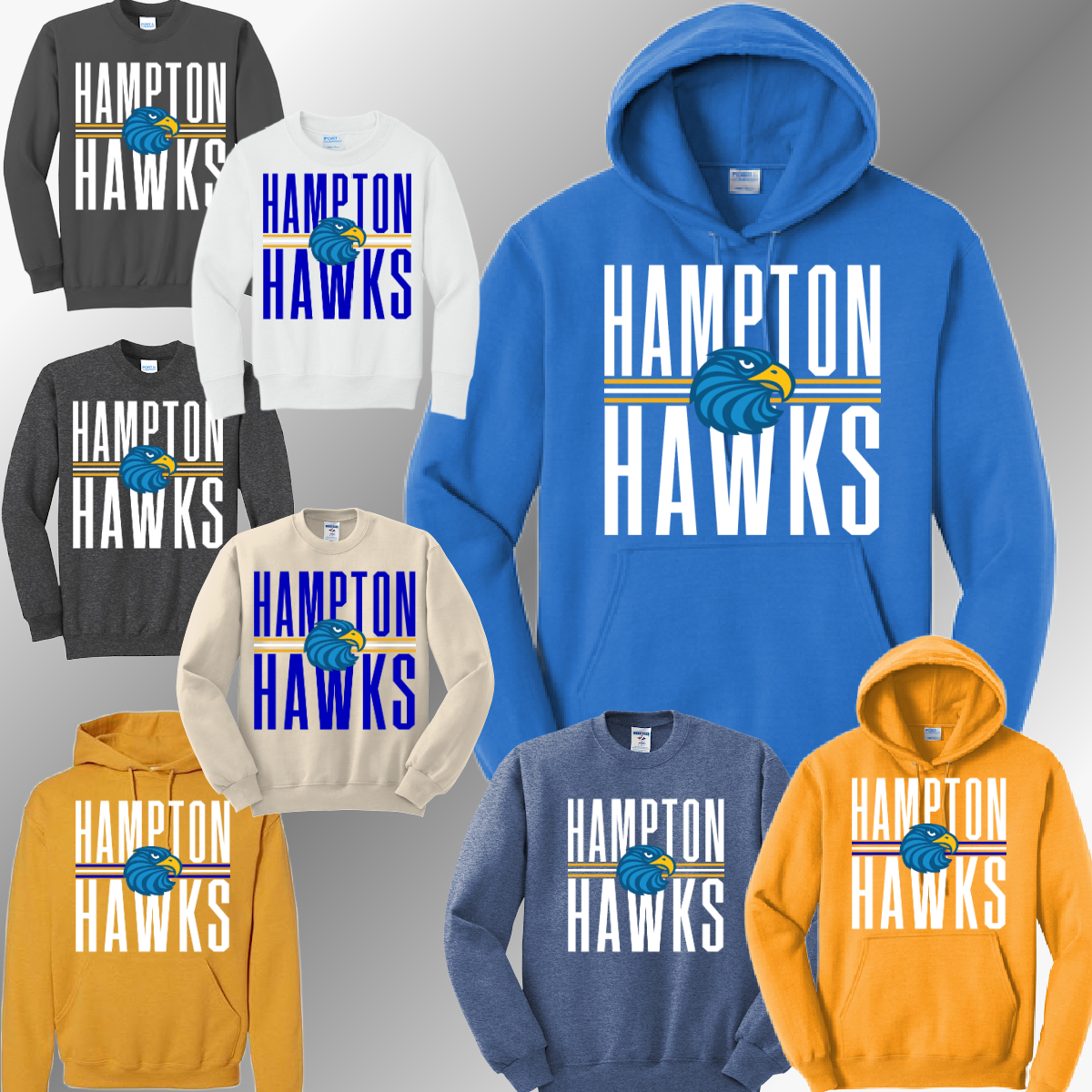 Hampton Hawks - School Name Basic Sweatshirt (Adult)