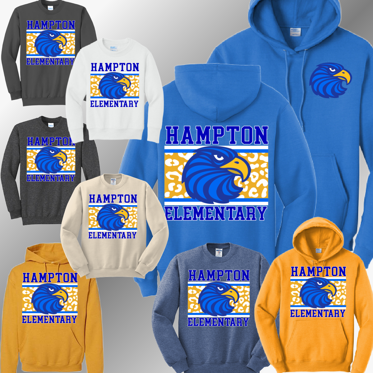 Hampton Hawks - Leopard Background Basic Sweatshirt (Adult)