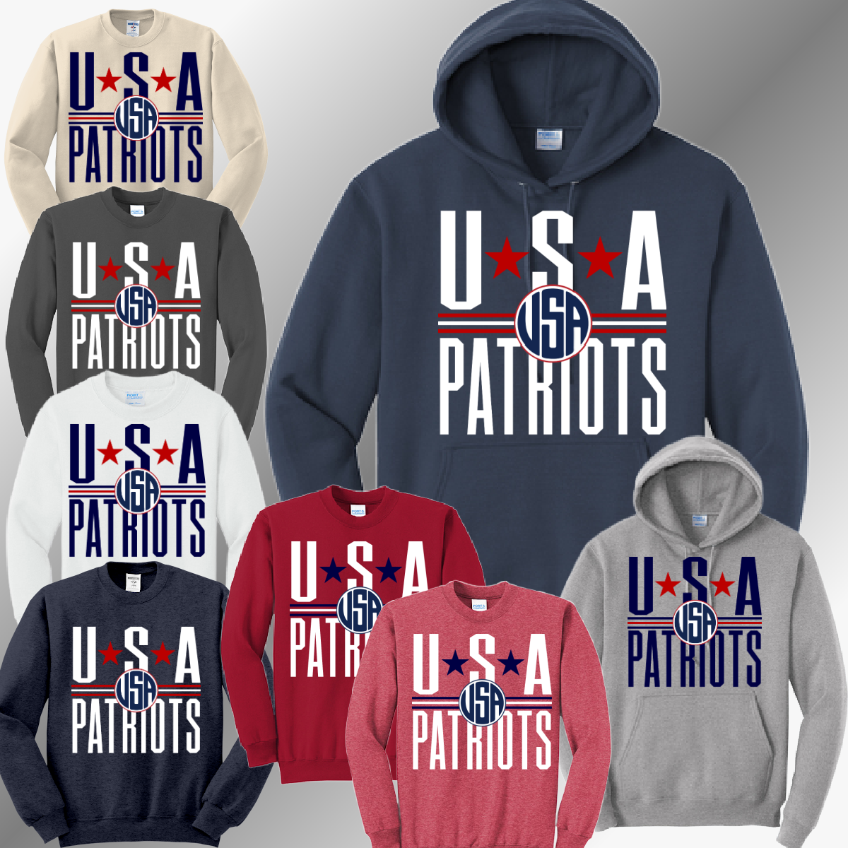 Unionville Sebewaing USA Patriots - School Name Basic Sweatshirt (Adult)