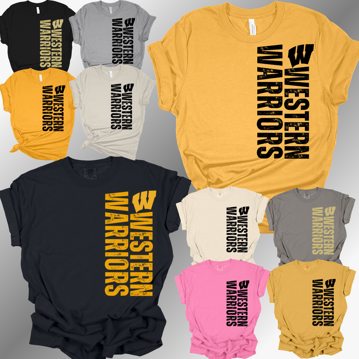 Western Warriors - Vertical Distressed Font Tee (Adult)