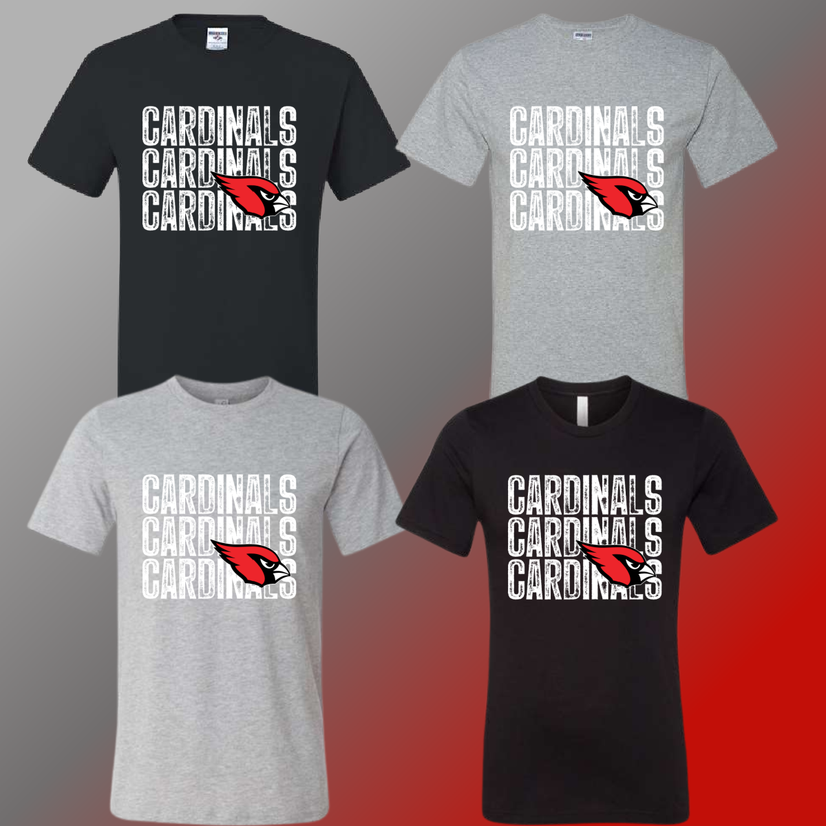 St. John Cardinals - Gray/Black Repeating Stamped Tee (Short & Long Sleeve)