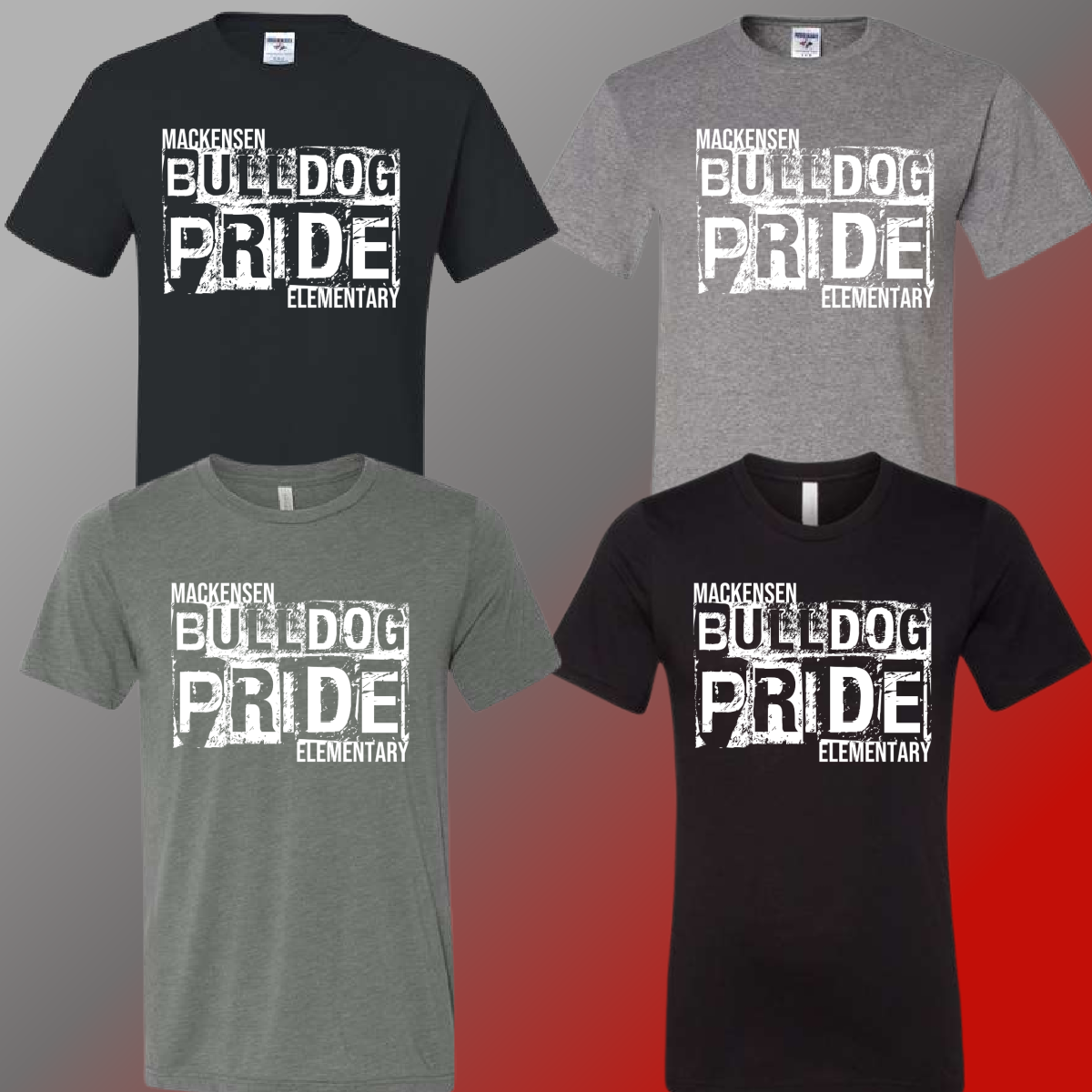 Mackensen Bulldogs - Gray/Black Distressed Block Tee - MADE TO ORDER/TWO WEEKS
