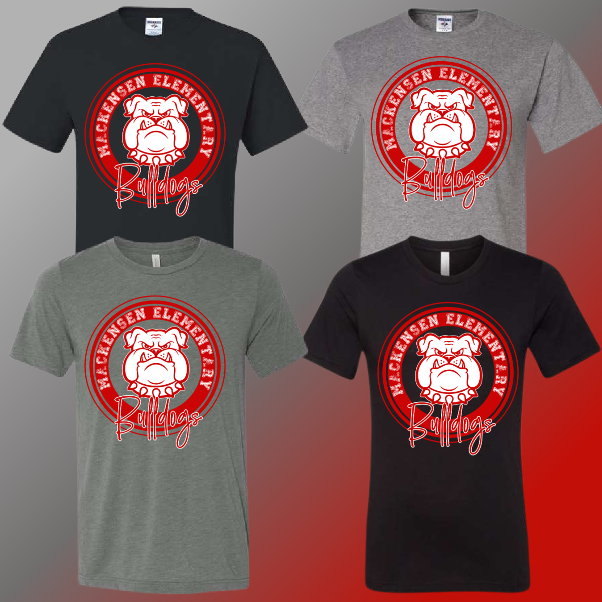 Mackensen Bulldogs - Gray/Black Round Logo Tee - MADE TO ORDER/TWO WEEKS