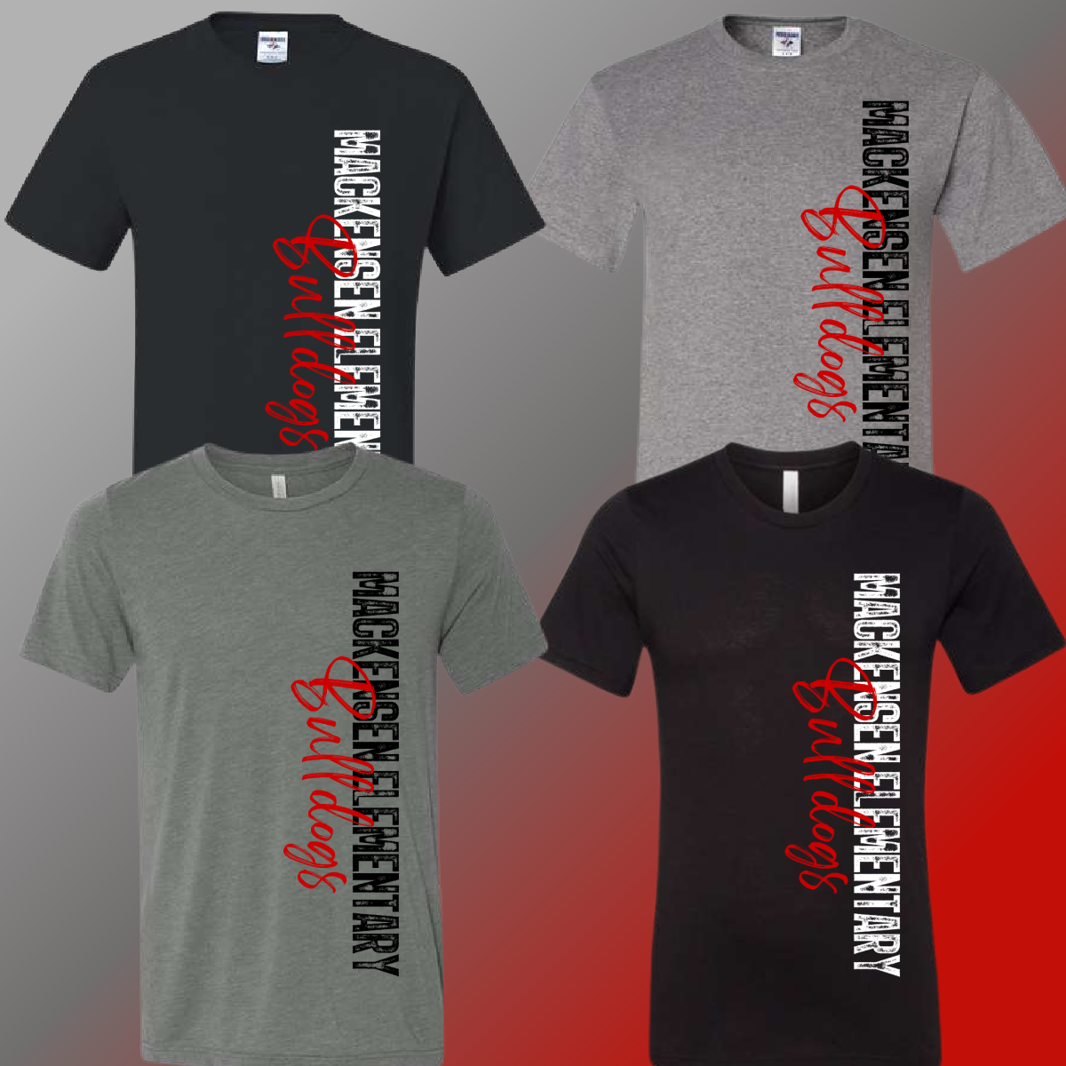 Mackensen Bulldogs - Gray/Black Vertical Stamped Tee - MADE TO ORDER/TWO WEEKS