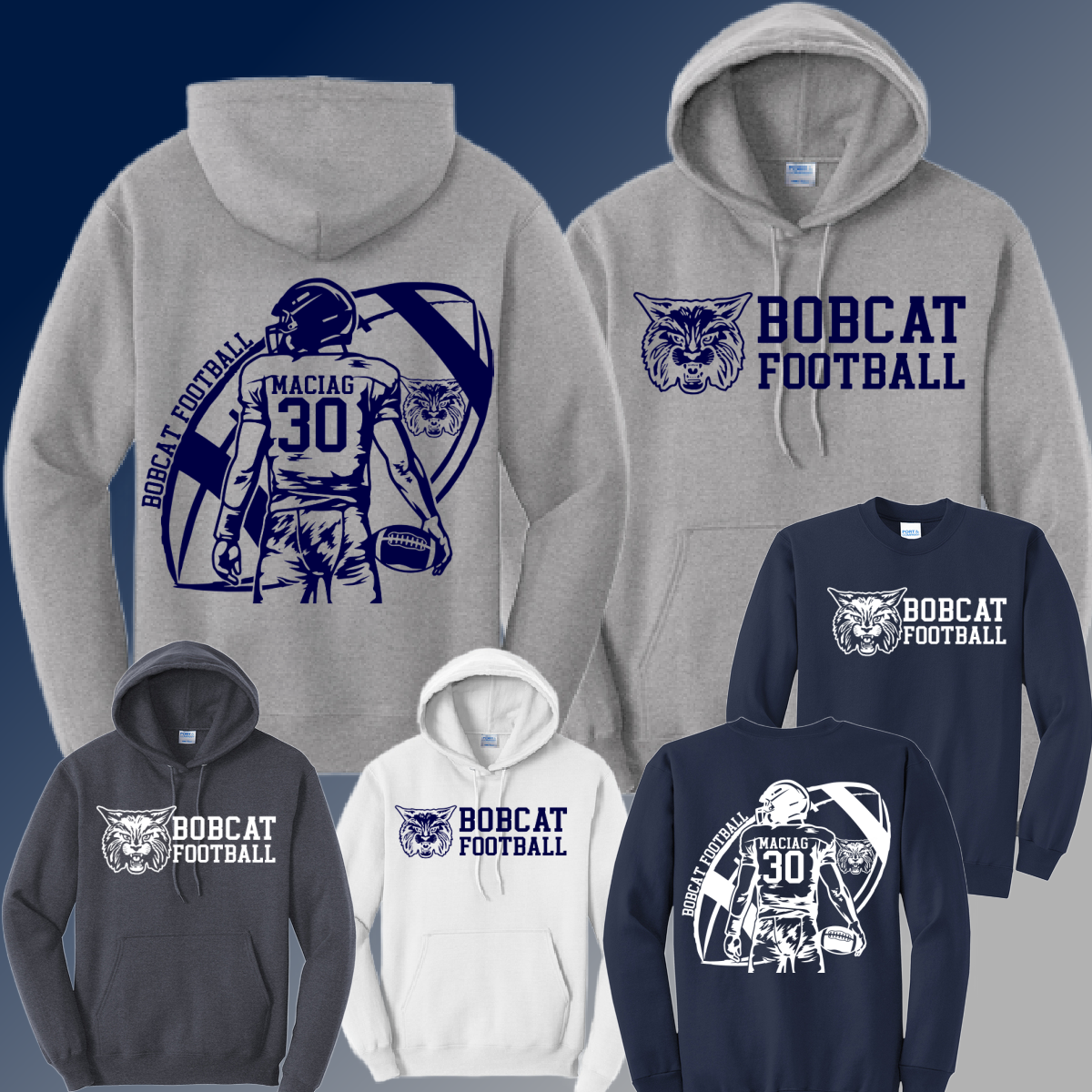Bobcat Football - Personalized Player Basic Sweatshirt (Adult)