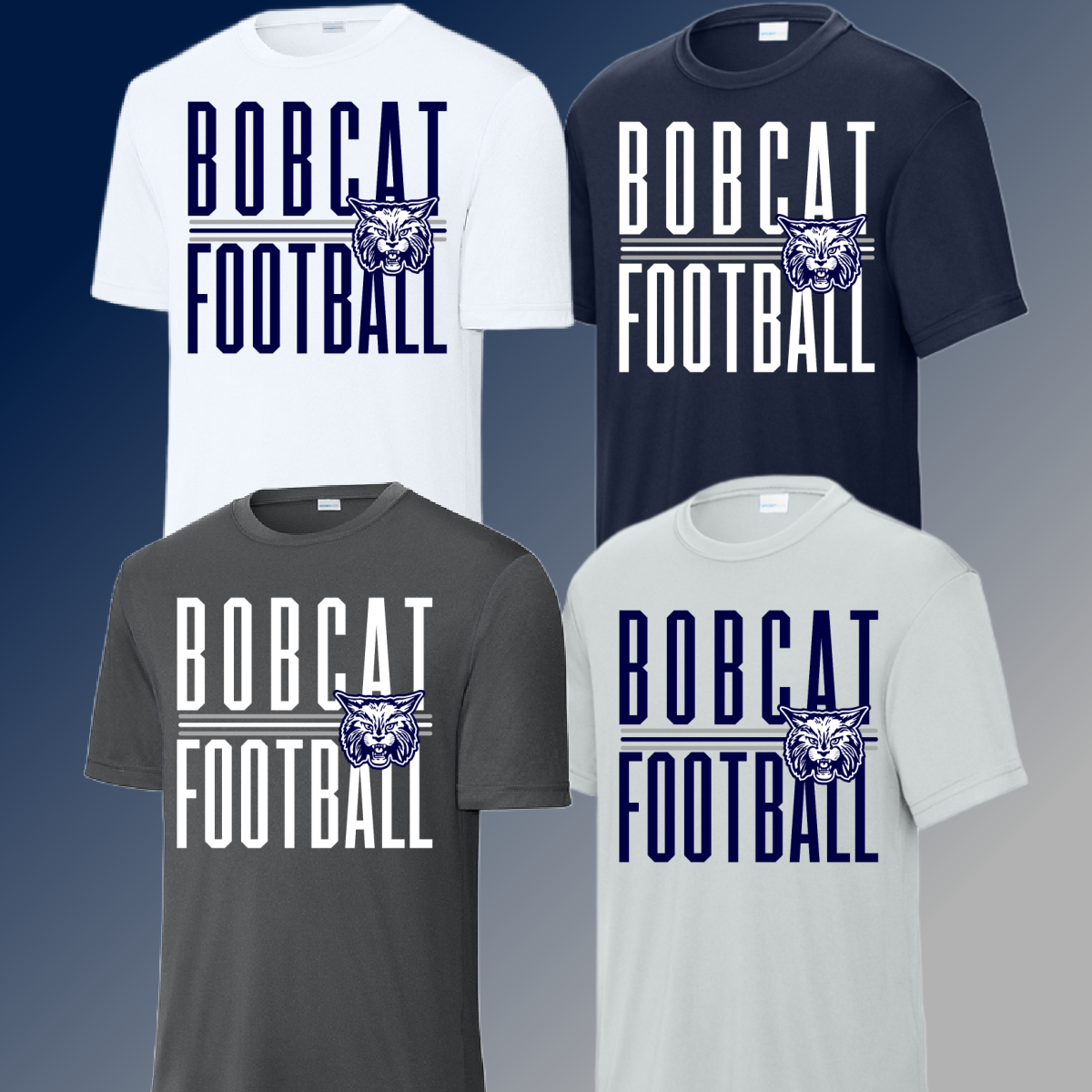 Bobcat Football - Narrow Text Dri Fit Tee (Youth)