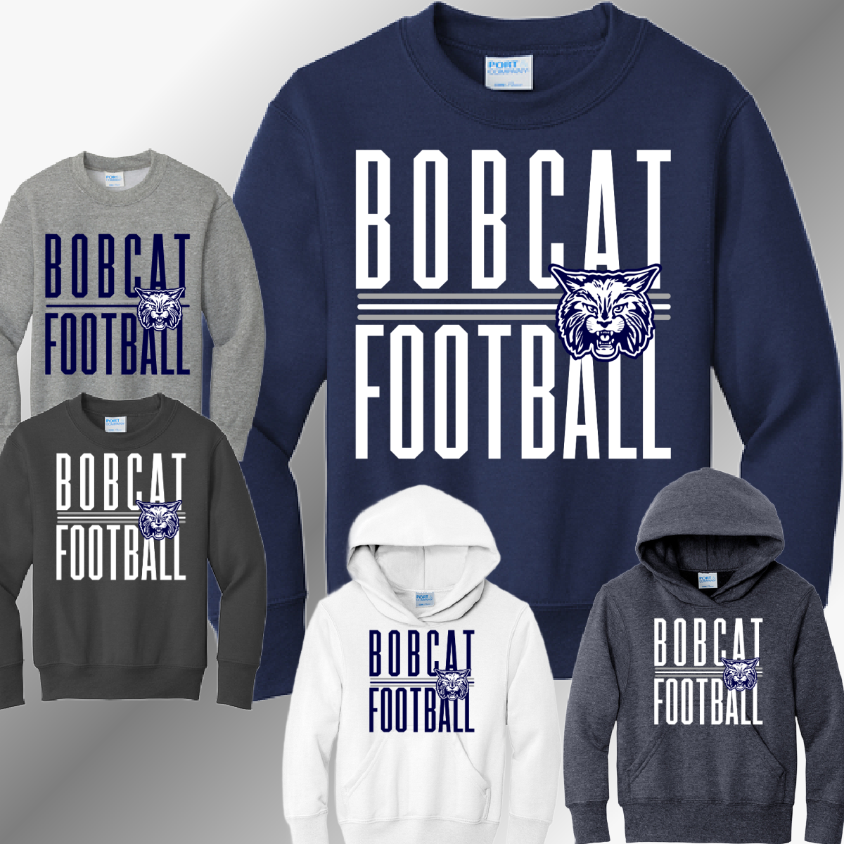 Bobcat Football - Narrow Font Basic Sweatshirt (Youth)