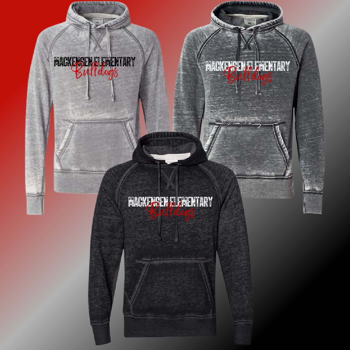 Mackensen Bulldogs - Simple Stamped Acid Wash Hoodie - MADE TO ORDER/TWO WEEKS