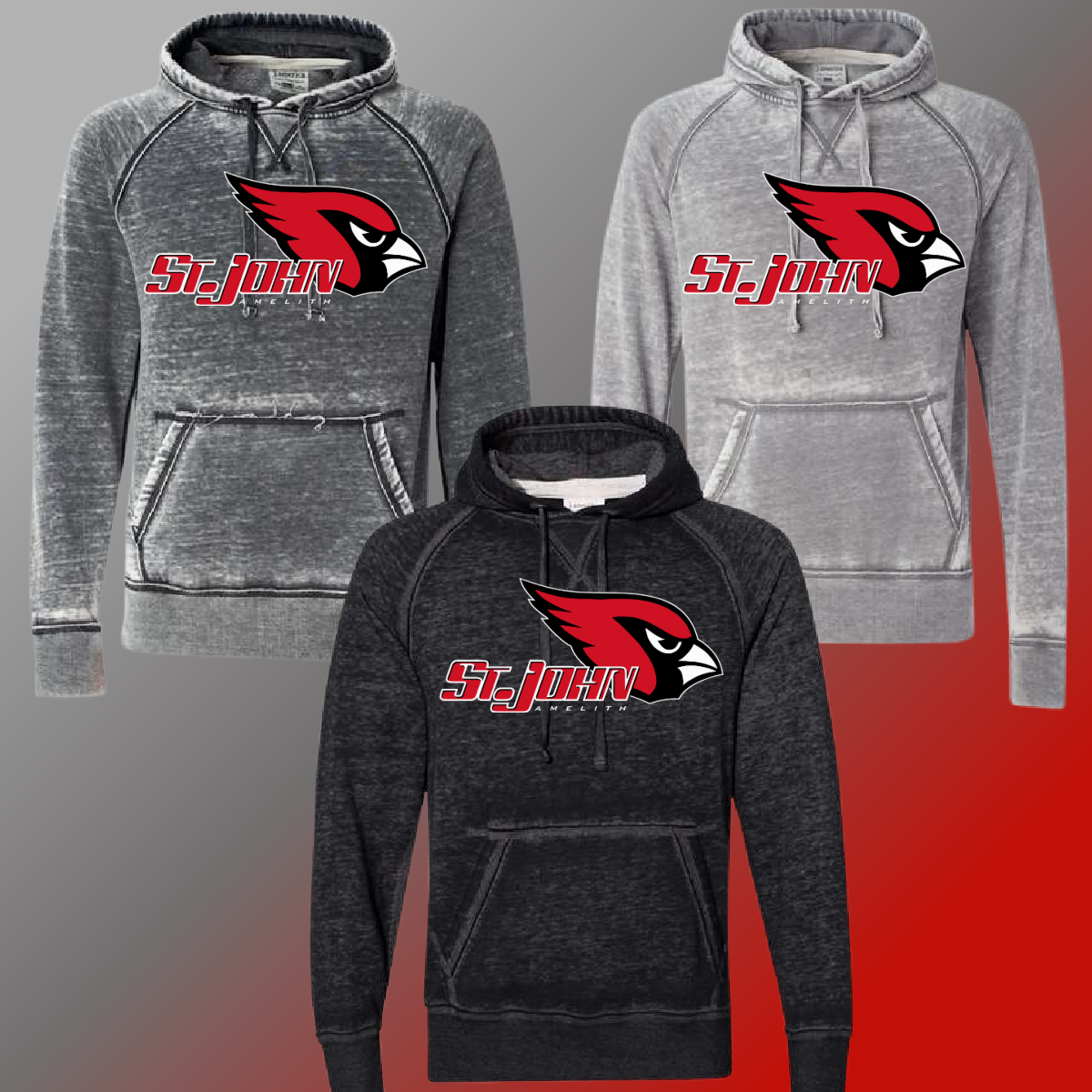 St. John Cardinals - Logo Acid Wash Hoodie