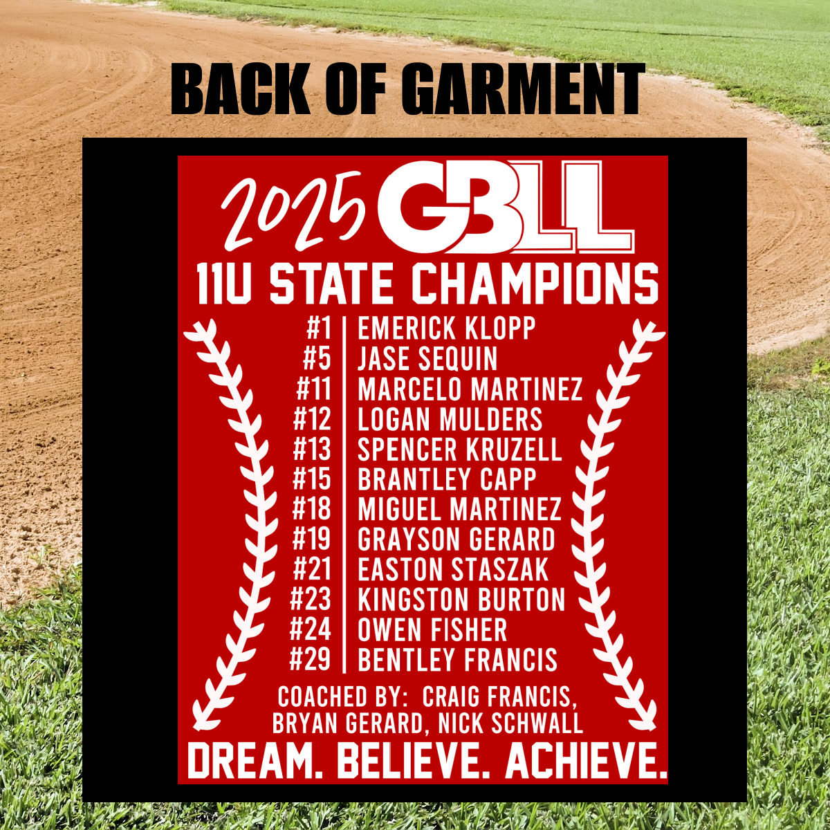 Greater Bay Little League -2025 11U State Champs Option #2 Long Sleeve Hooded Performance Tee (Youth & Adult)