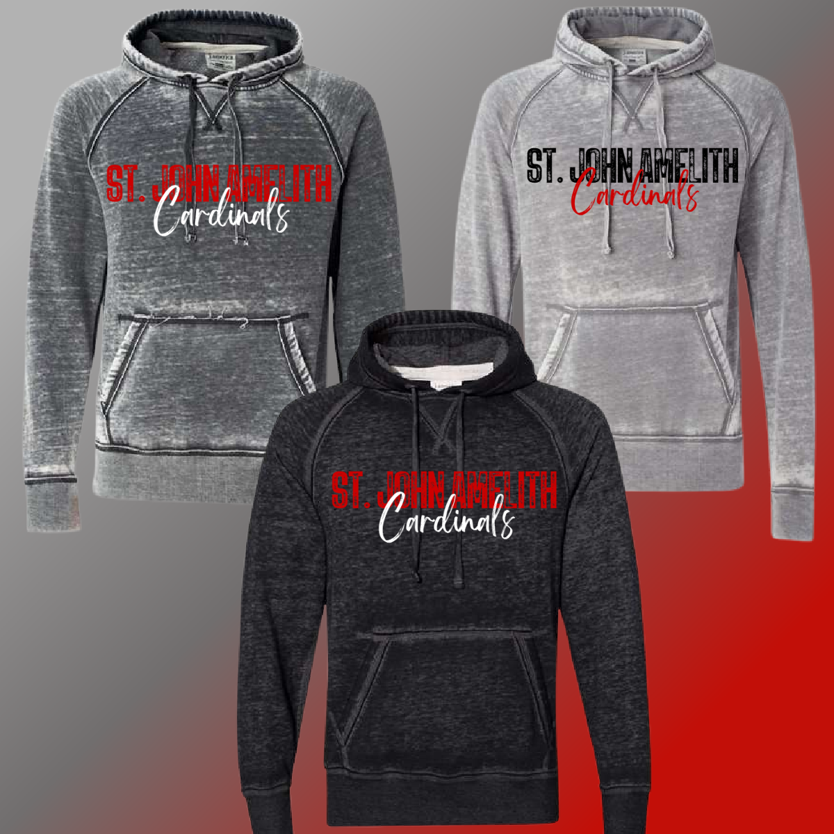 St. John Cardinals - Simple Stamped Acid Wash Hoodie