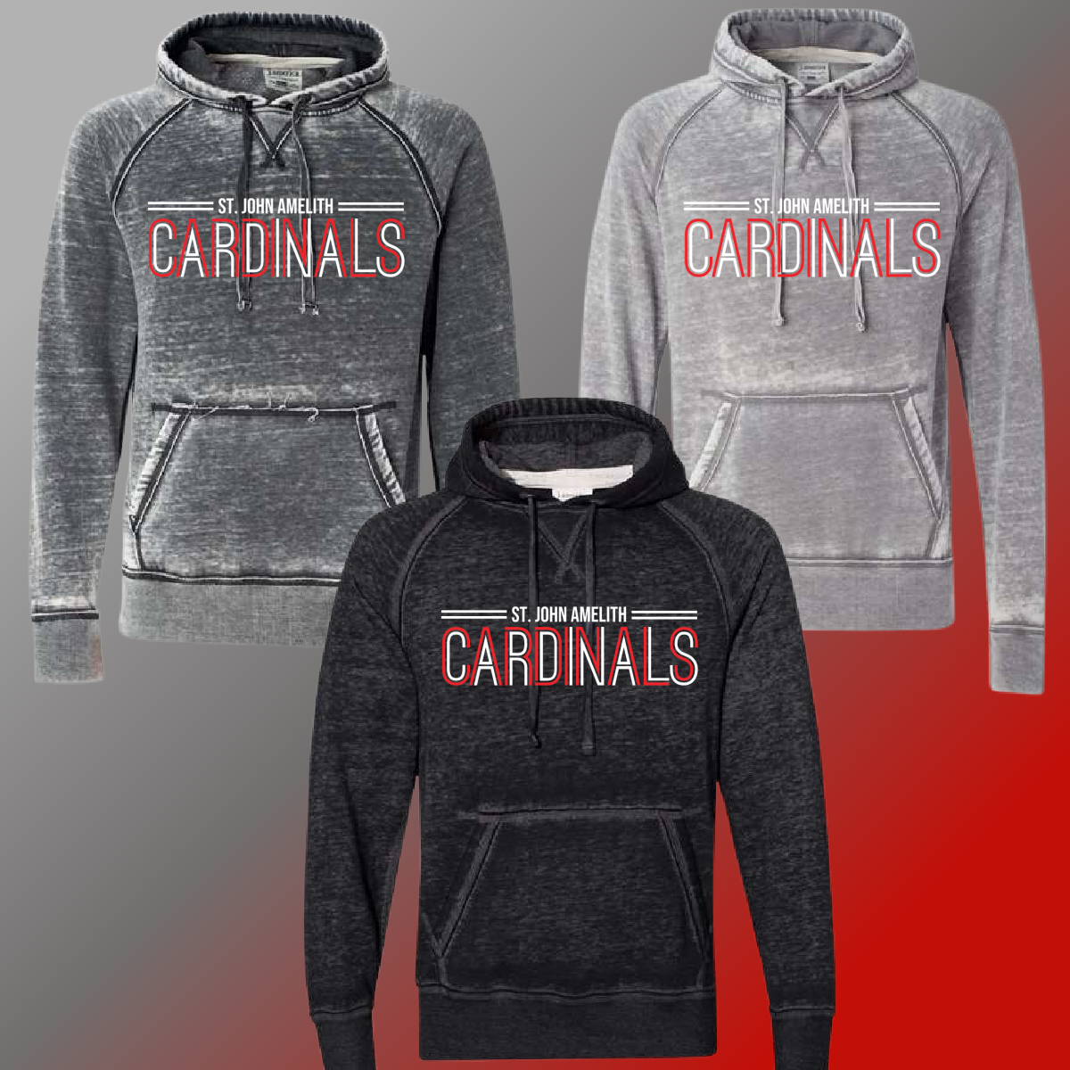 St. John Cardinals - Double Font Acid Wash Hoodie