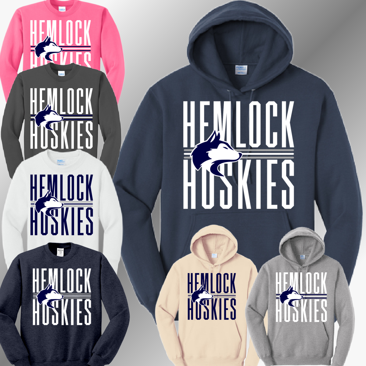 Hemlock Huskies - Narrow Text Basic Sweatshirt (Adult)